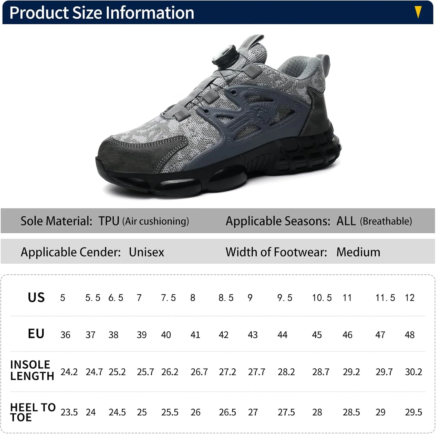 Steel Toe Shoes for Men Women Comfortable Safety Work Sneakers Industrial Non Slip Shoes Lightweight Puncture Proof