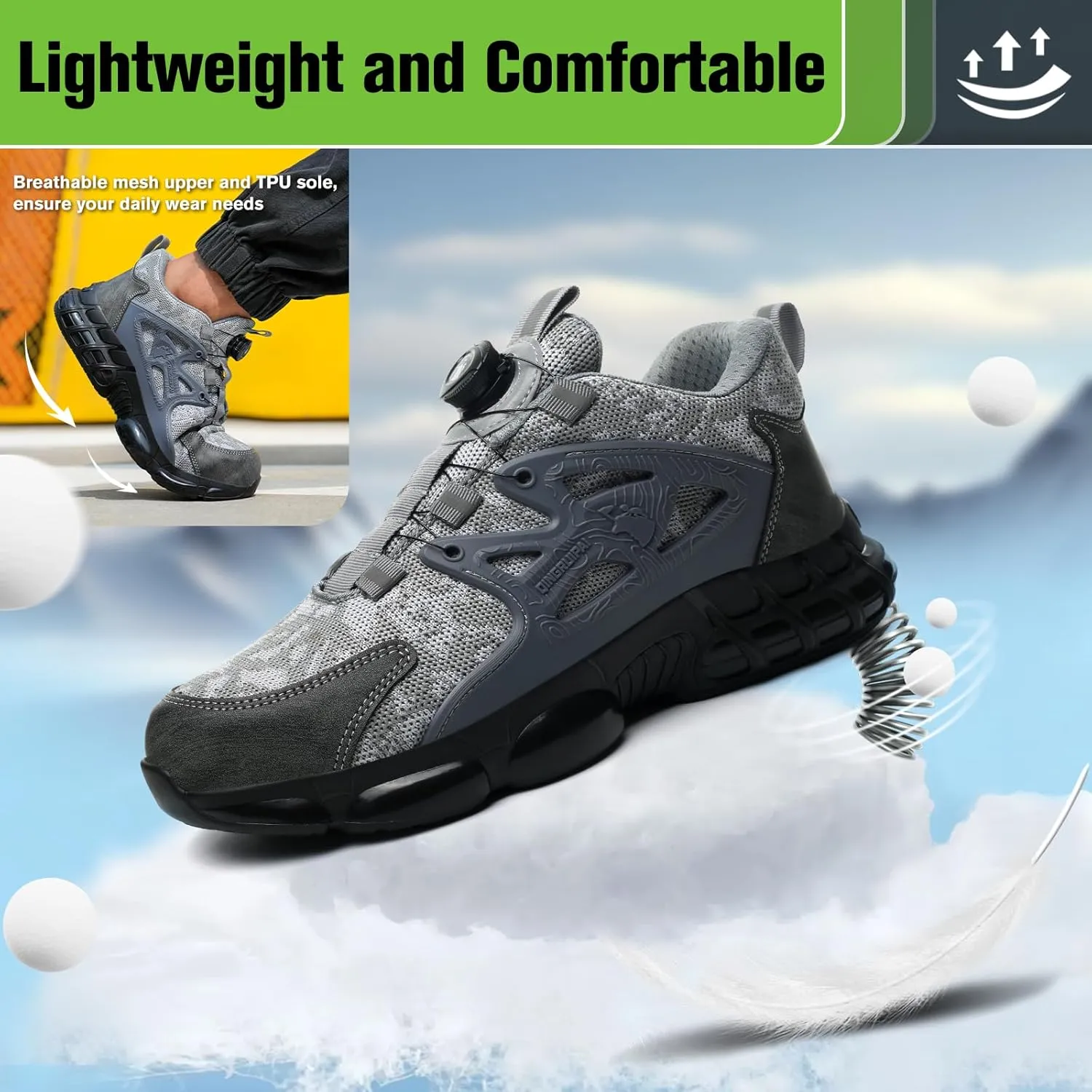 Steel Toe Shoes for Men Women Comfortable Safety Work Sneakers Industrial Non Slip Shoes Lightweight Puncture Proof