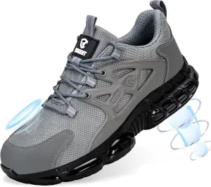Steel Toe Shoes for Men Women Composite Toe Work Sneakers Indestructible Safety Tennis Shoes Lightweight Breathable Construction Sneakers Puncture Proof Air Cushion Ergonomic Design