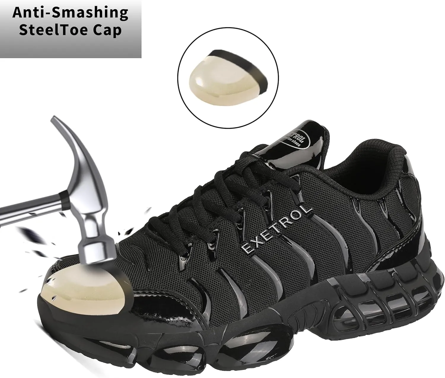 Steel Toe Shoes for Men Women Indestructible Composite Toe Safety Sneakers Wide Non Slip Comfortable Lightweight Air Cushion Work Shoes Zapatos de Trabajo para Mujer Hombres