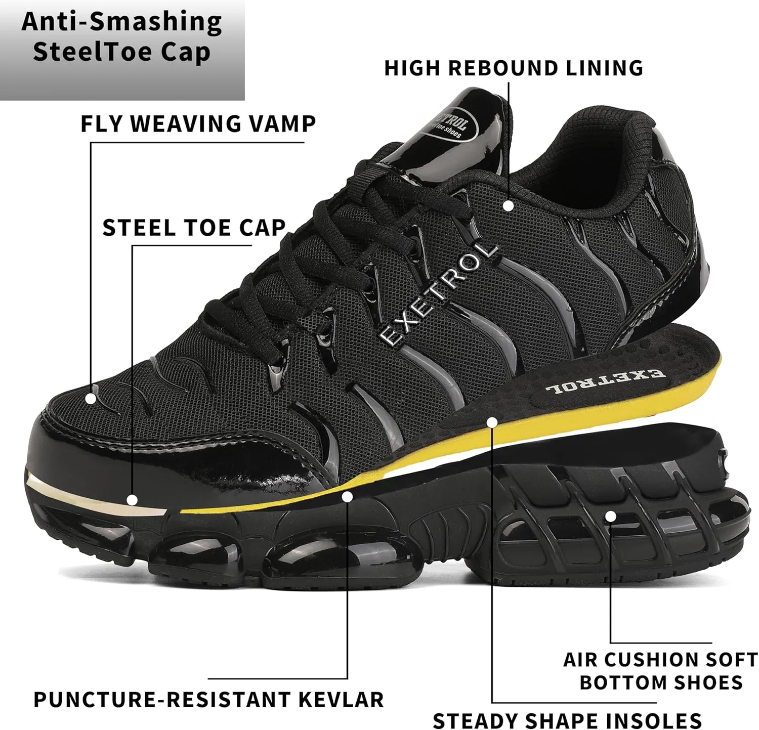 Steel Toe Shoes for Men Women Indestructible Composite Toe Safety Sneakers Wide Non Slip Comfortable Lightweight Air Cushion Work Shoes Zapatos de Trabajo para Mujer Hombres
