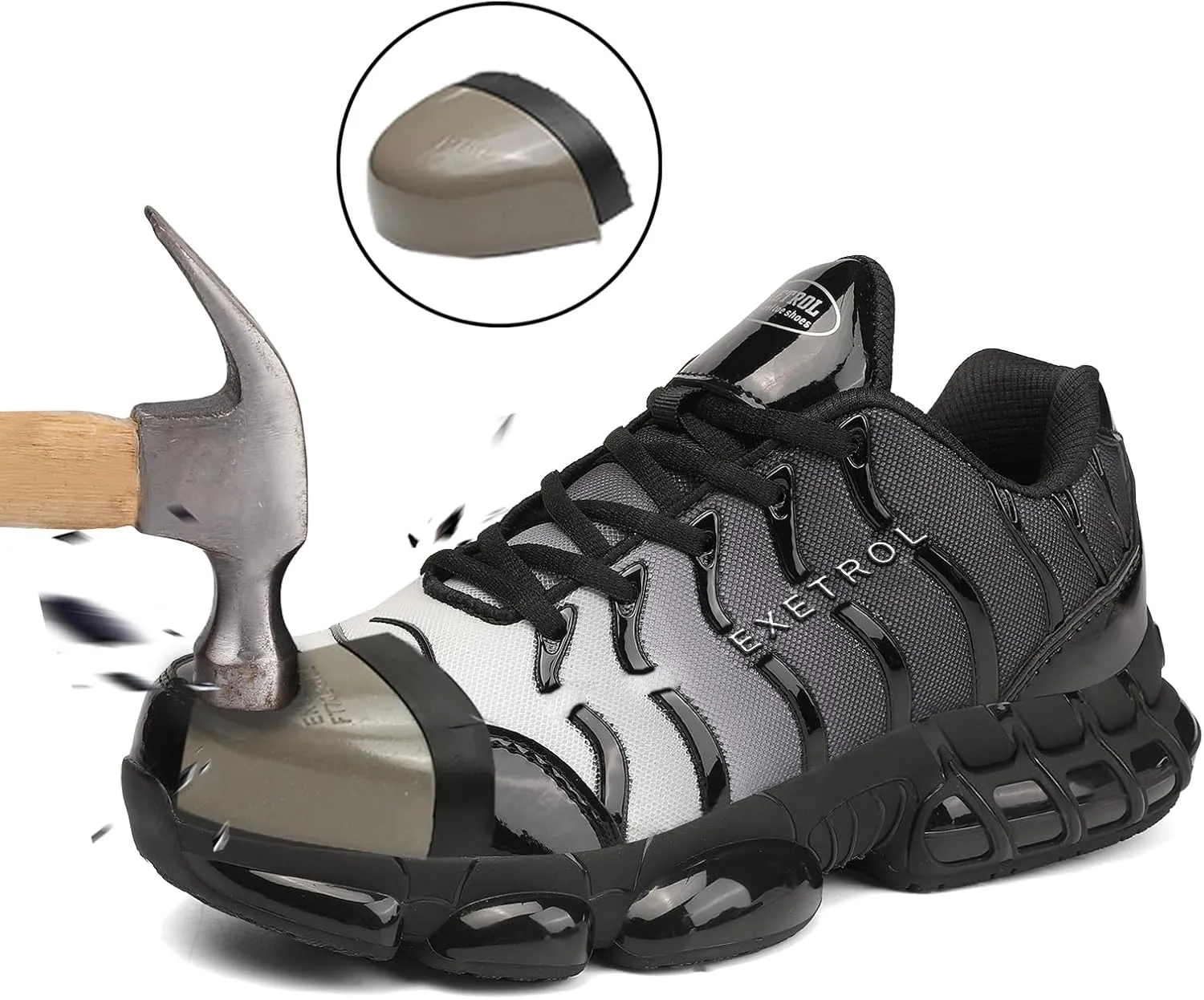 Steel Toe Shoes for Men Women Indestructible Composite Toe Safety Sneakers Wide Non Slip Comfortable Lightweight Air Cushion Work Shoes Zapatos de Trabajo para Mujer Hombres