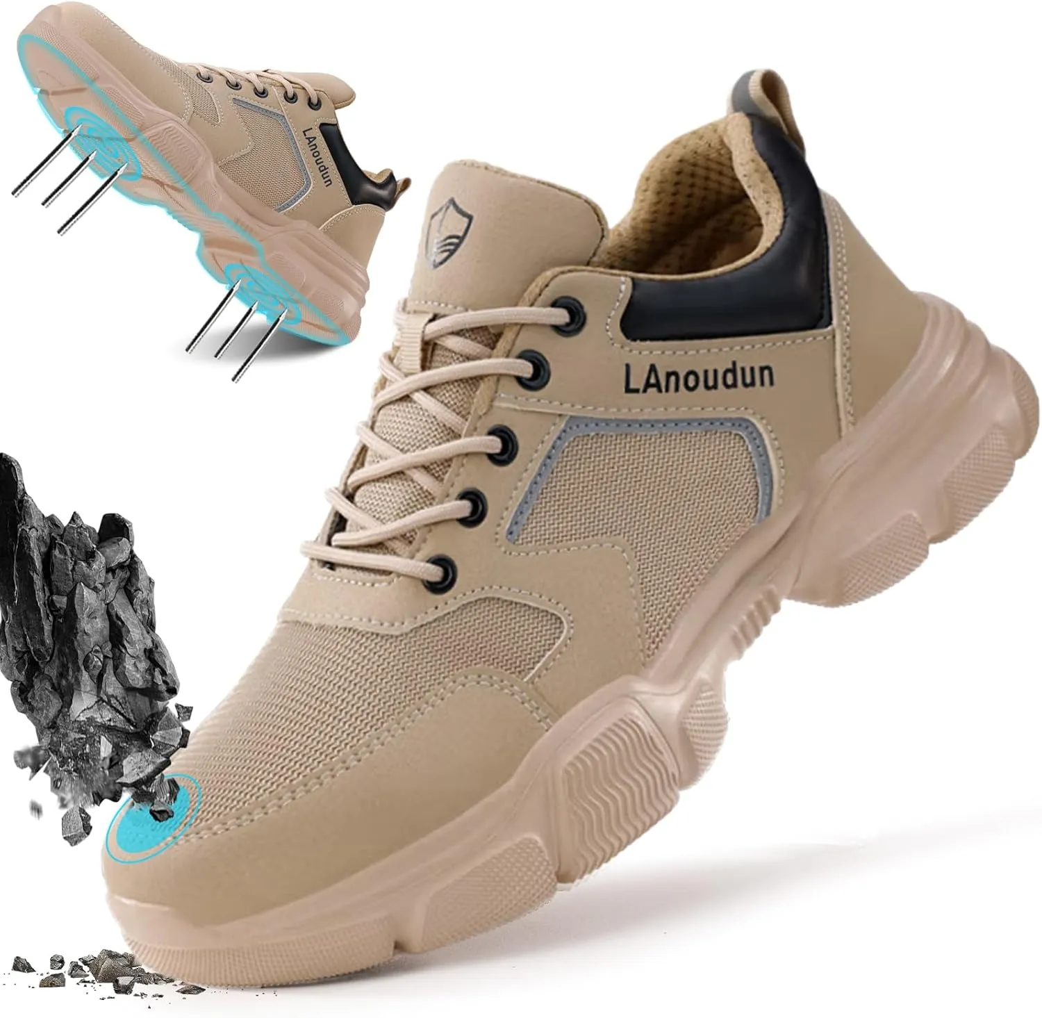 Steel Toe Shoes for Men Women Lightweight Work Shoes Mens Indestructible Safety Sneakers Puncture Proof Construction Shoe Composite Toe Sneakers