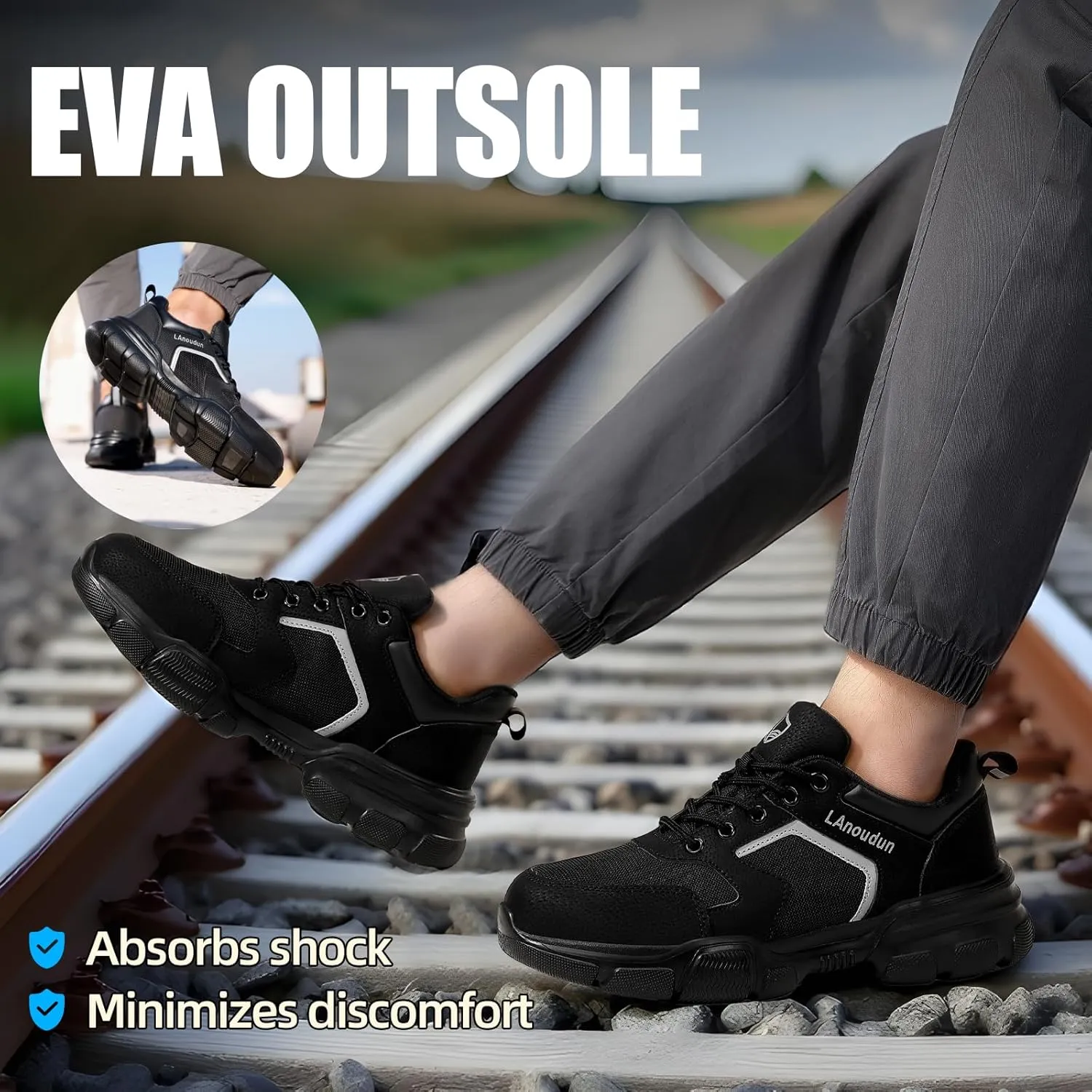 Steel Toe Shoes for Men Women Lightweight Work Shoes Mens Indestructible Safety Sneakers Puncture Proof Construction Shoe Composite Toe Sneakers