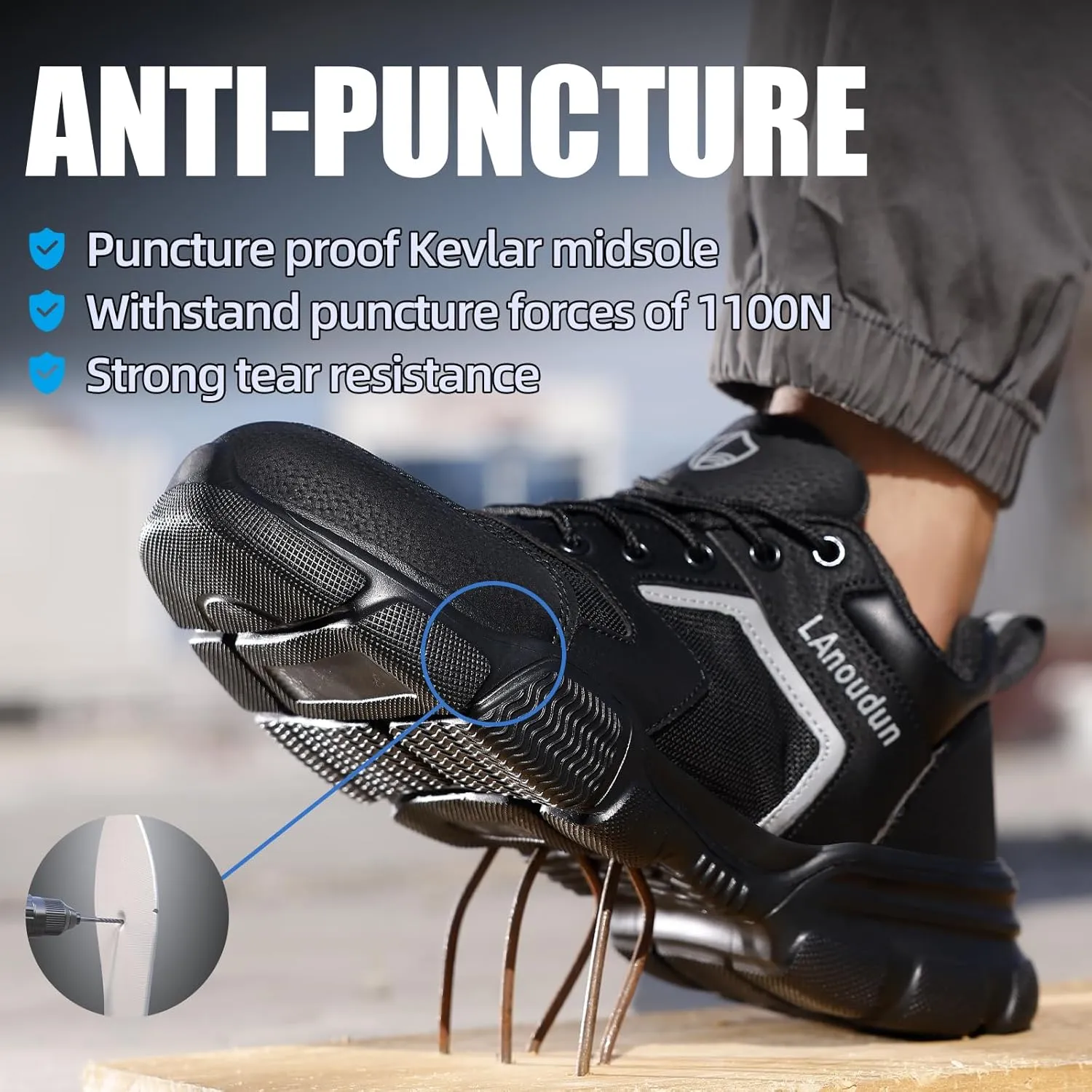 Steel Toe Shoes for Men Women Lightweight Work Shoes Mens Indestructible Safety Sneakers Puncture Proof Construction Shoe Composite Toe Sneakers