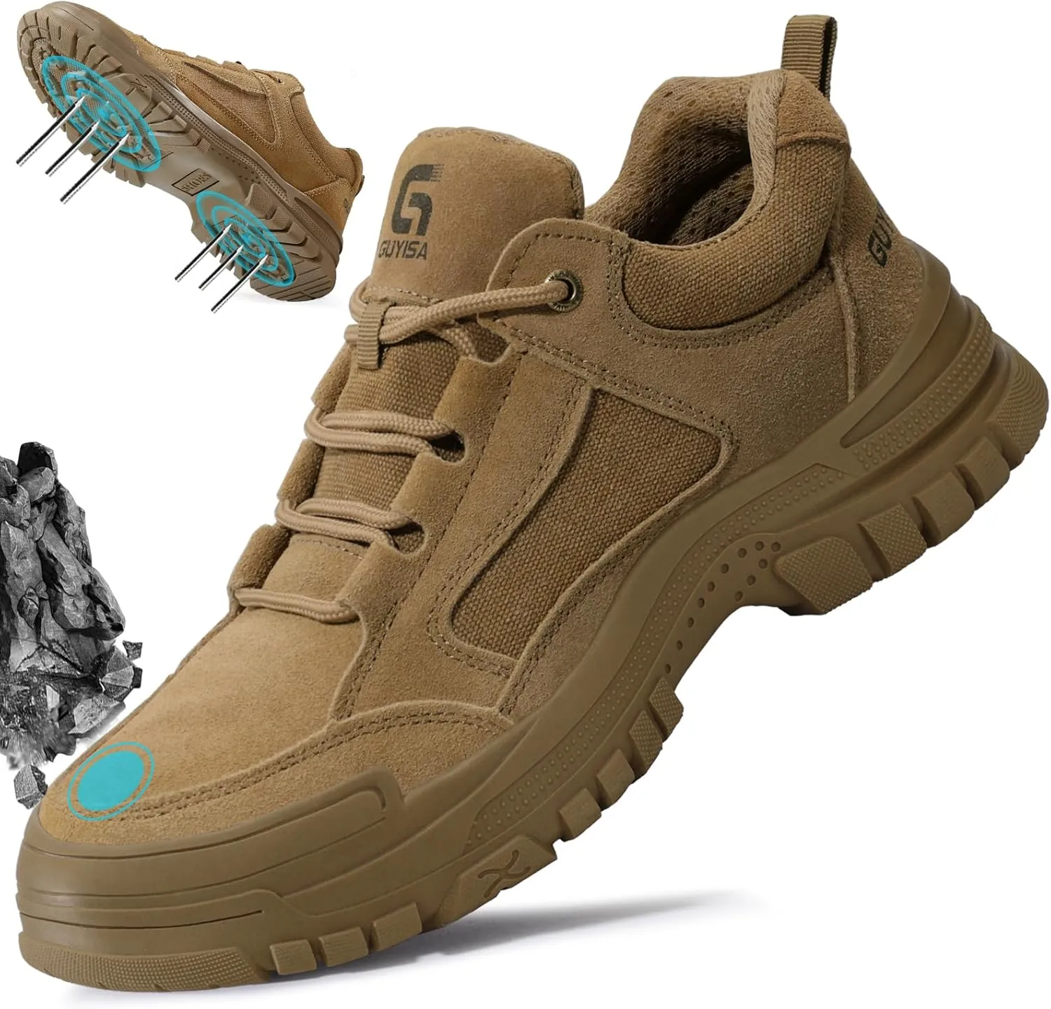 Steel Toe Shoes for Men Women Lightweight Work Shoes Mens Indestructible Safety Sneakers Puncture Proof Construction Shoe Composite Toe Sneakers