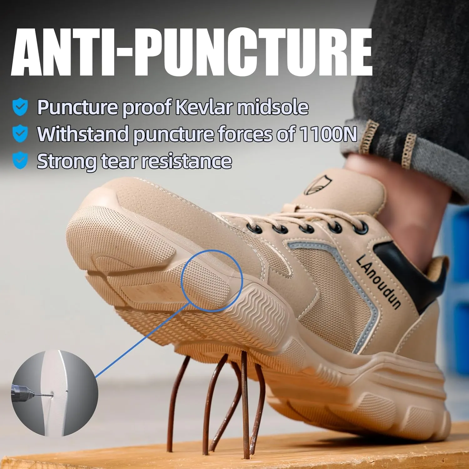 Steel Toe Shoes for Men Women Lightweight Work Shoes Mens Indestructible Safety Sneakers Puncture Proof Construction Shoe Composite Toe Sneakers