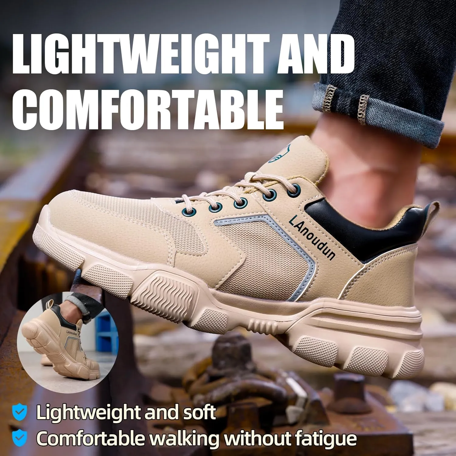 Steel Toe Shoes for Men Women Lightweight Work Shoes Mens Indestructible Safety Sneakers Puncture Proof Construction Shoe Composite Toe Sneakers