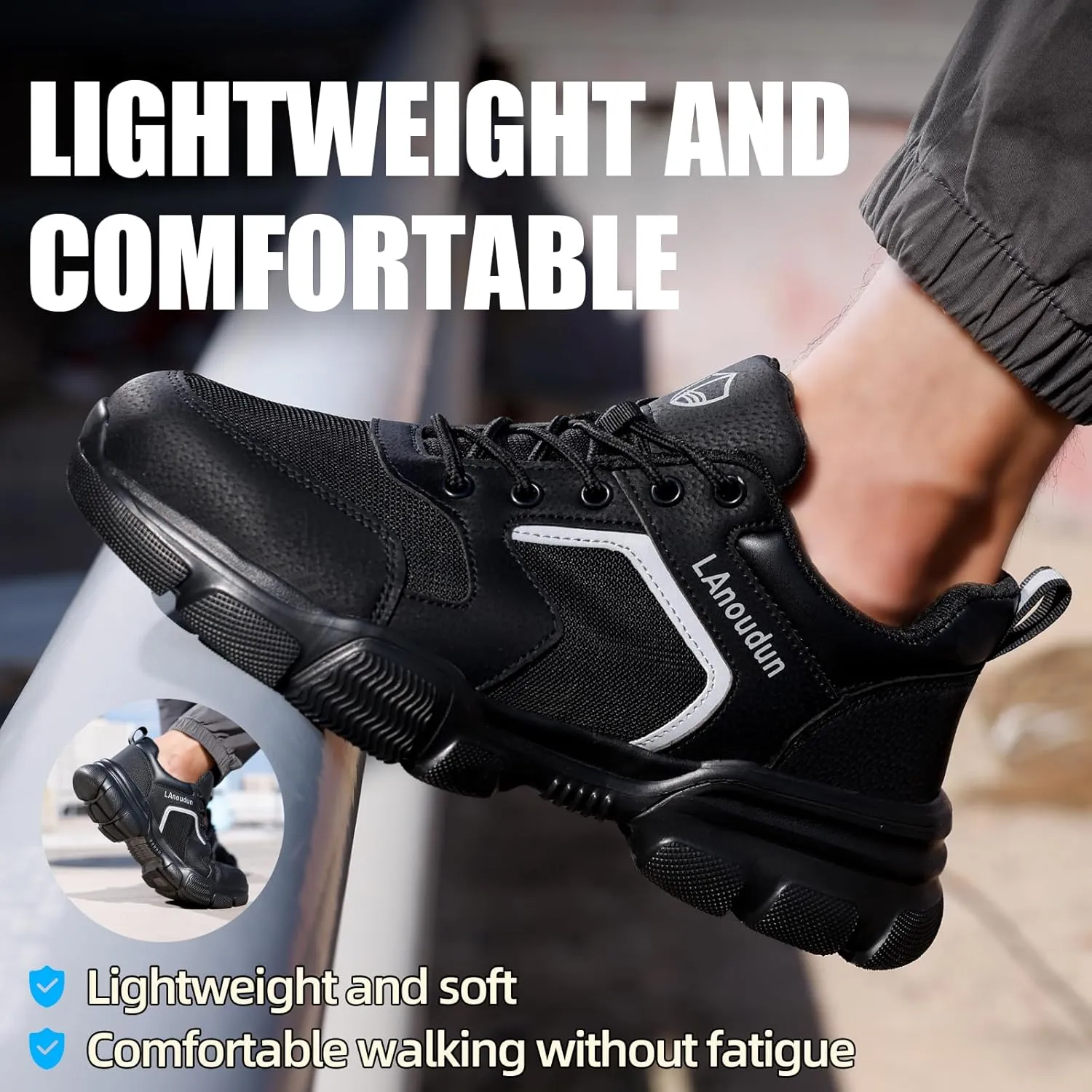 Steel Toe Shoes for Men Women Lightweight Work Shoes Mens Indestructible Safety Sneakers Puncture Proof Construction Shoe Composite Toe Sneakers