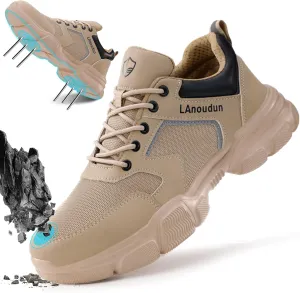 Steel Toe Shoes for Men Women Lightweight Work Shoes Mens Indestructible Safety Sneakers Puncture Proof Construction Shoe Composite Toe Sneakers