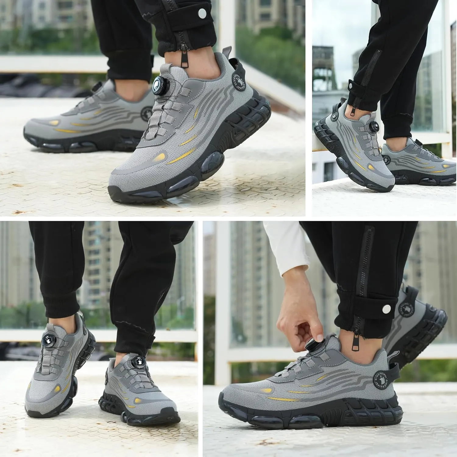 Steel Toe Shoes for Men Women Safety Work Shoes Air Cushion Construction Industrial Shoes Safety Shoes Lightweight Steel Toe Sneakers for Men