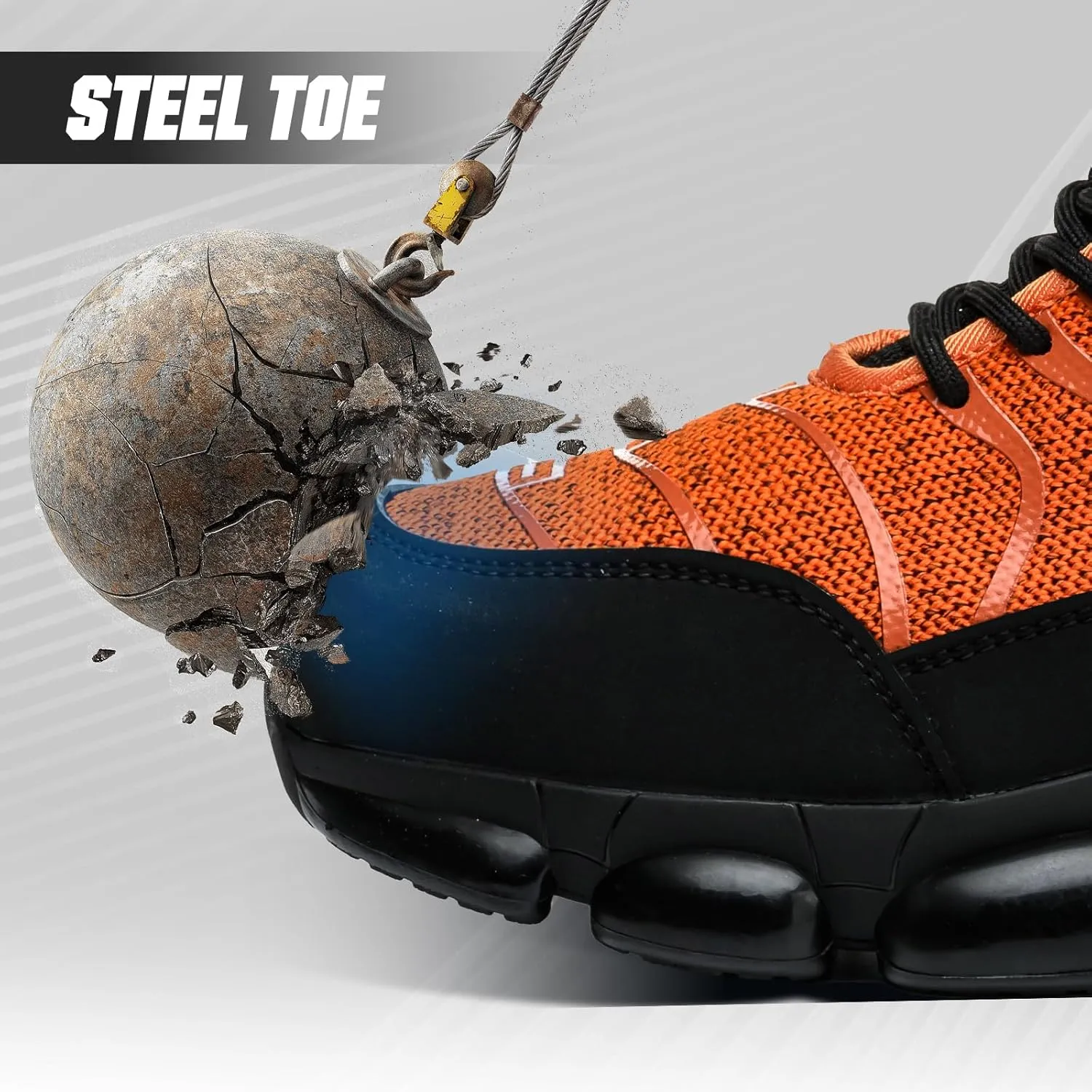 Steel Toe Shoes for Men Women Safety Work Sneakers Indestructible Comfortable Lightweight Breathable Construction Sneakers Anti Smashing Puncture Proof Air Cushion