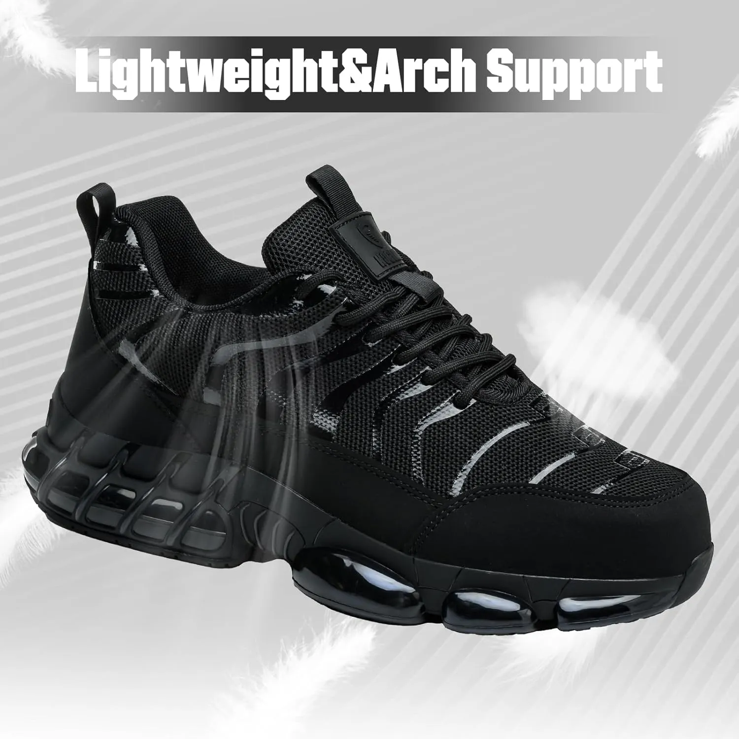 Steel Toe Shoes for Men Women Safety Work Sneakers Indestructible Comfortable Lightweight Breathable Construction Sneakers Anti Smashing Puncture Proof Air Cushion