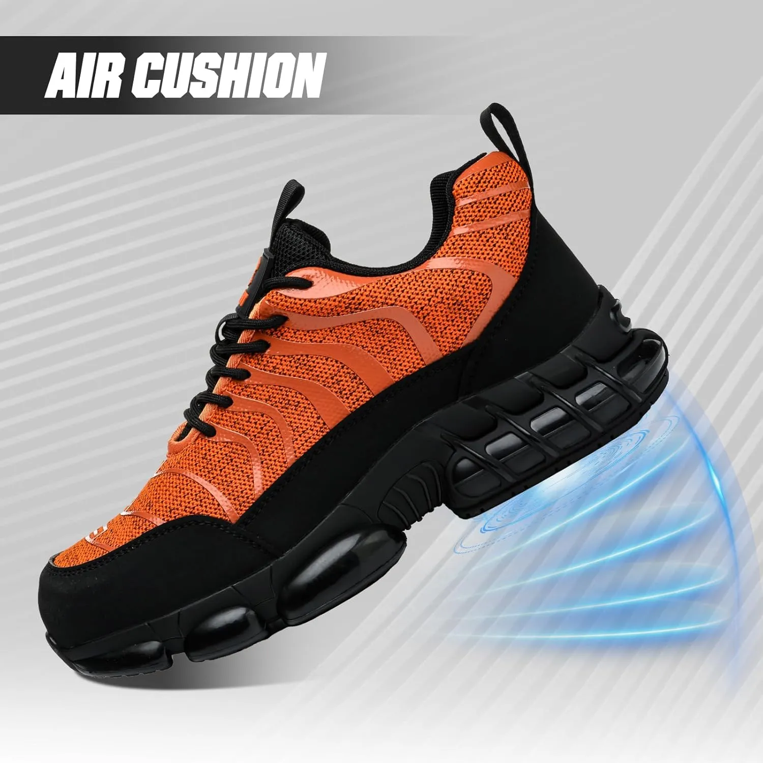 Steel Toe Shoes for Men Women Safety Work Sneakers Indestructible Comfortable Lightweight Breathable Construction Sneakers Anti Smashing Puncture Proof Air Cushion