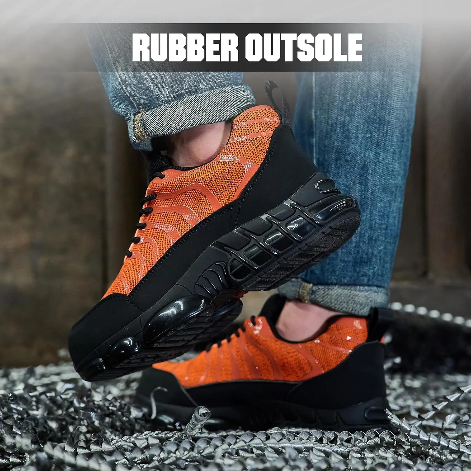 Steel Toe Shoes for Men Women Safety Work Sneakers Indestructible Comfortable Lightweight Breathable Construction Sneakers Anti Smashing Puncture Proof Air Cushion