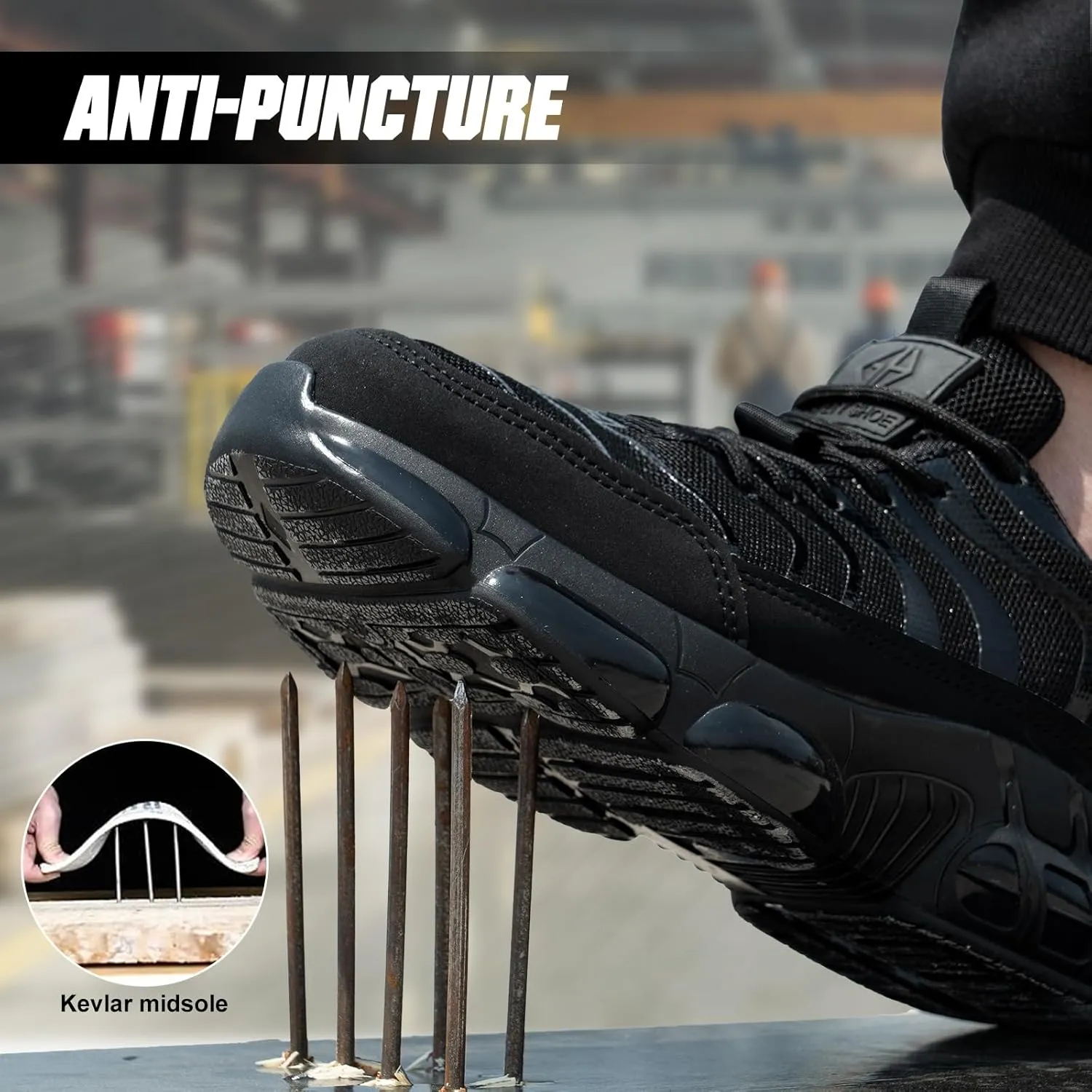 Steel Toe Shoes for Men Women Safety Work Sneakers Indestructible Comfortable Lightweight Breathable Construction Sneakers Anti Smashing Puncture Proof Air Cushion