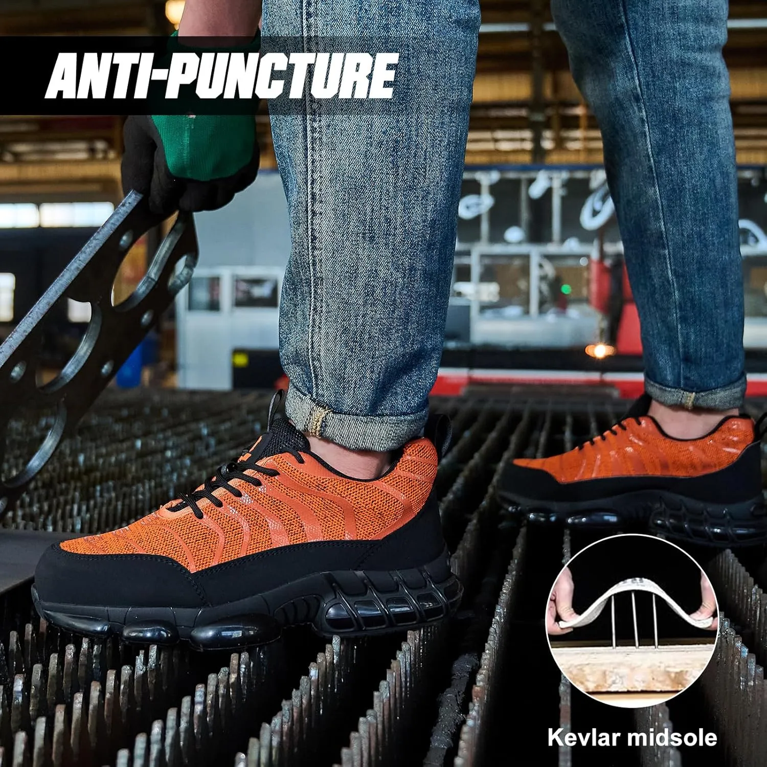 Steel Toe Shoes for Men Women Safety Work Sneakers Indestructible Comfortable Lightweight Breathable Construction Sneakers Anti Smashing Puncture Proof Air Cushion