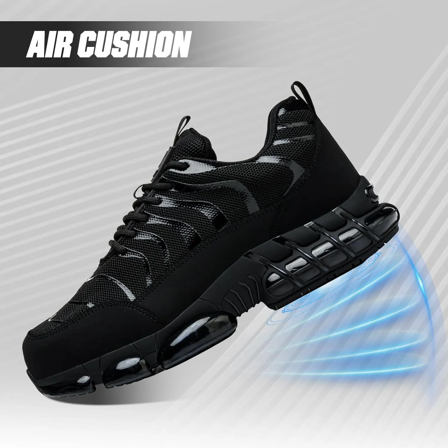 Steel Toe Shoes for Men Women Safety Work Sneakers Indestructible Comfortable Lightweight Breathable Construction Sneakers Anti Smashing Puncture Proof Air Cushion