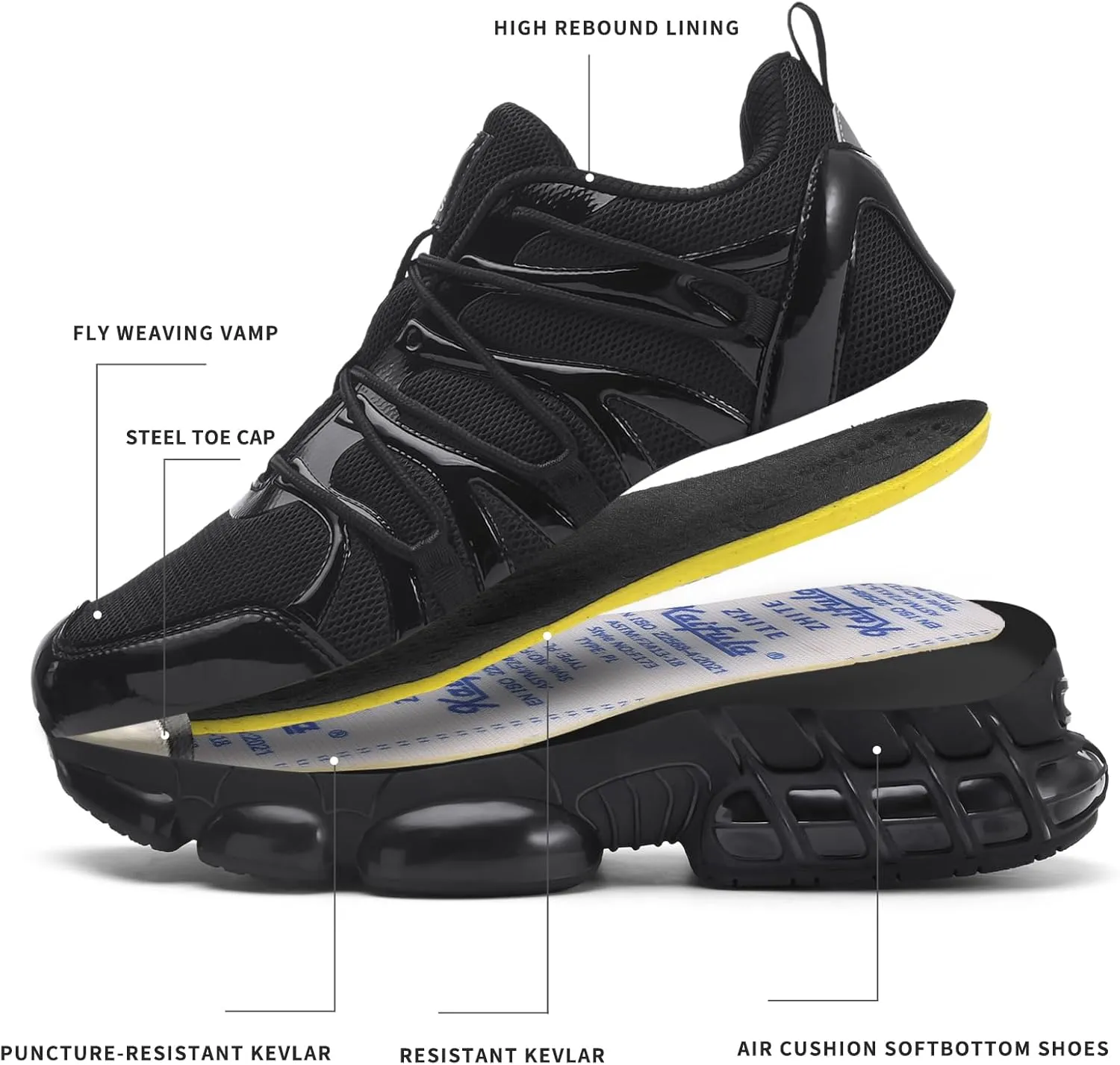 Steel Toe Shoes for Men Women Safety Work Sneakers Wide Composite Toe Slip Resistant Indestructible Lightweight Comfortable Tennis Shoe ，Zapatos de seguridad Trabajo para Hombres Mujer