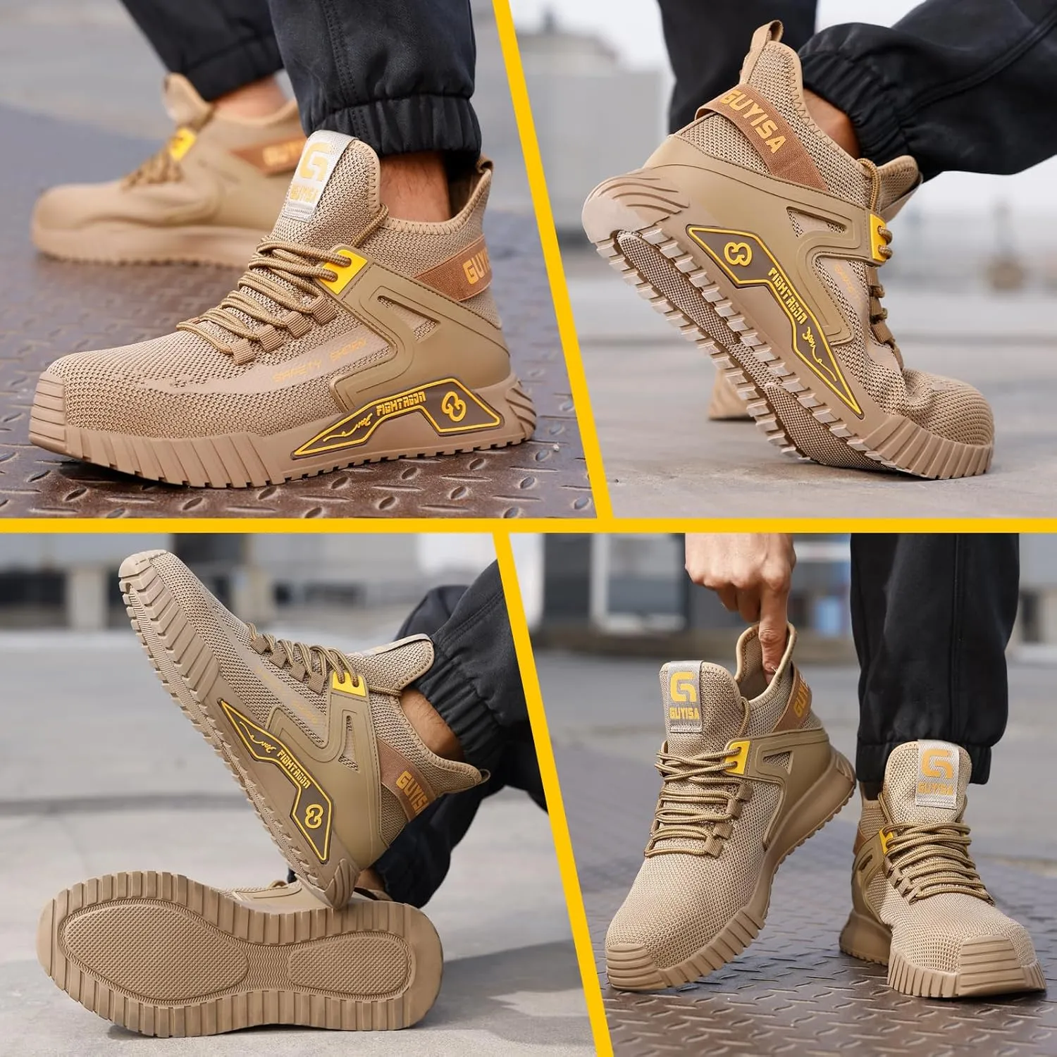 Steel Toe Shoes for Men Work Safety Shoes Industrial Construction Shoes Mid Cut Industrial Boot Work Sneakers Comfortable Lightweight Safety Shoes for Work