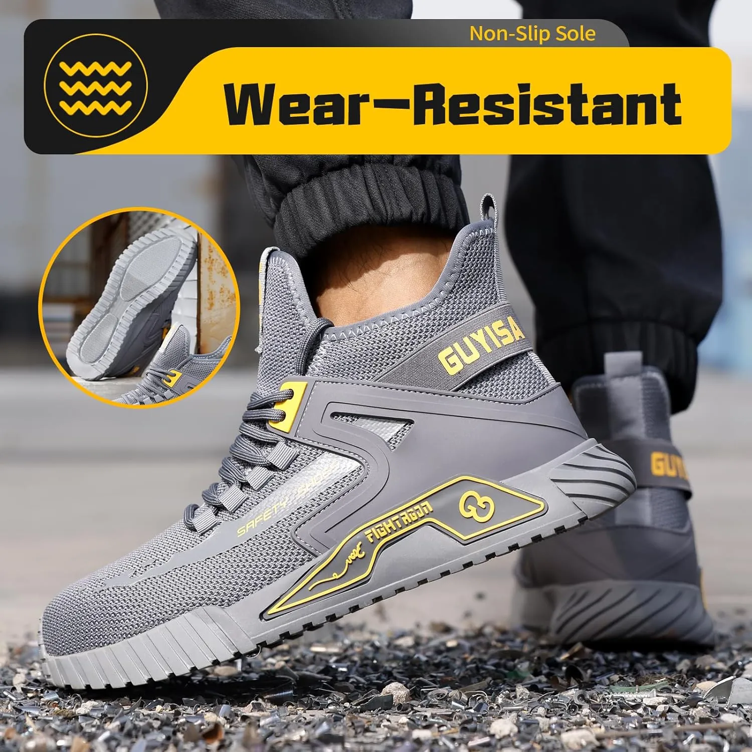 Steel Toe Shoes for Men Work Safety Shoes Industrial Construction Shoes Mid Cut Industrial Boot Work Sneakers Comfortable Lightweight Safety Shoes for Work