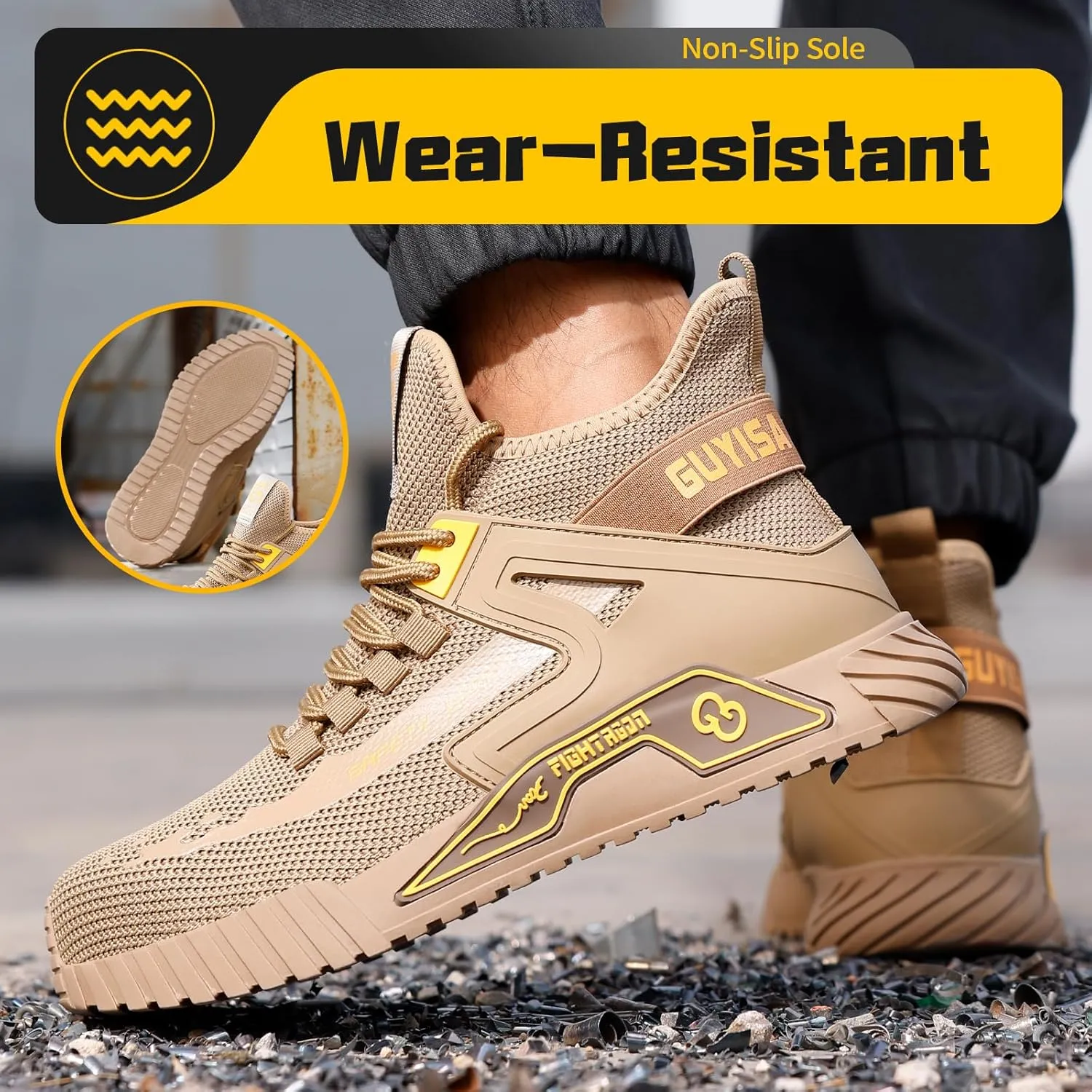 Steel Toe Shoes for Men Work Safety Shoes Industrial Construction Shoes Mid Cut Industrial Boot Work Sneakers Comfortable Lightweight Safety Shoes for Work