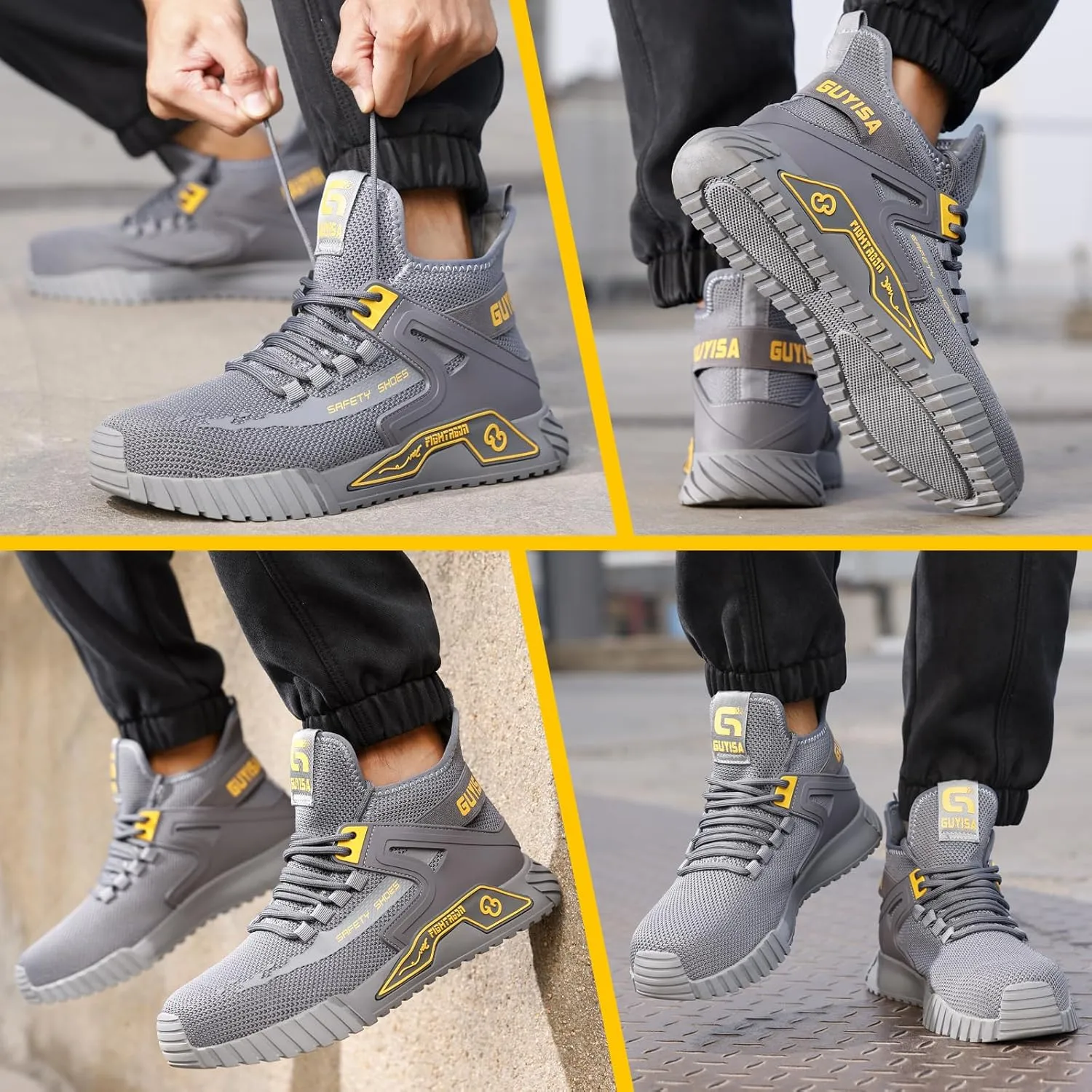 Steel Toe Shoes for Men Work Safety Shoes Industrial Construction Shoes Mid Cut Industrial Boot Work Sneakers Comfortable Lightweight Safety Shoes for Work