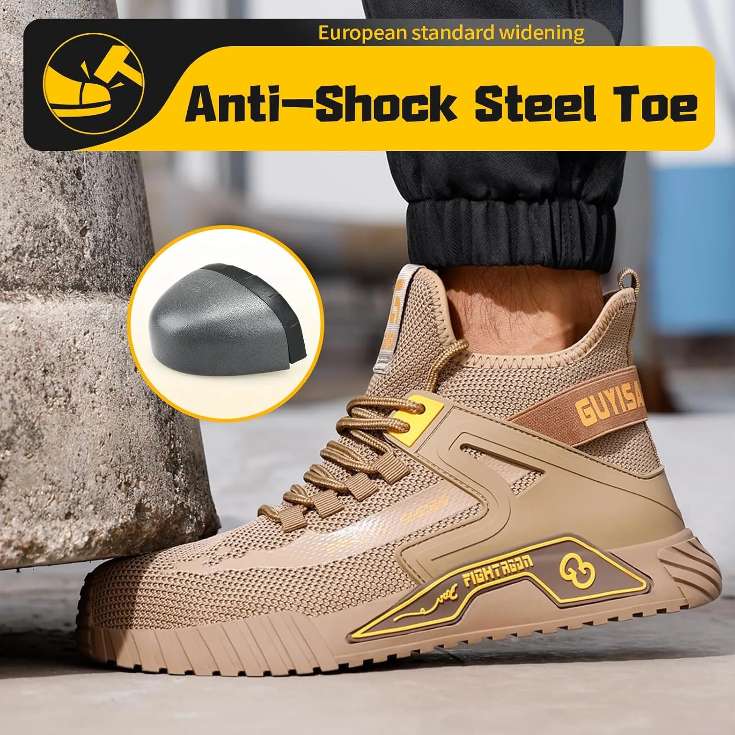Steel Toe Shoes for Men Work Safety Shoes Industrial Construction Shoes Mid Cut Industrial Boot Work Sneakers Comfortable Lightweight Safety Shoes for Work