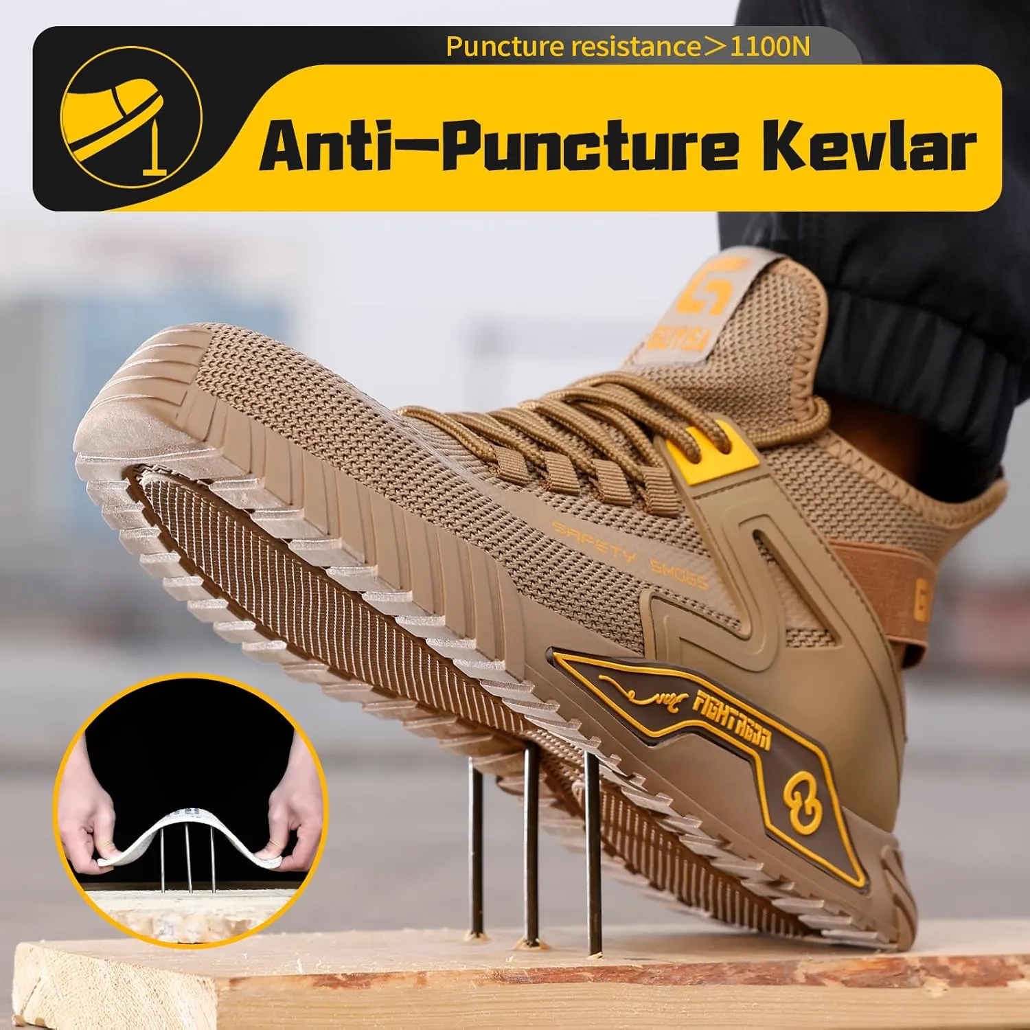 Steel Toe Shoes for Men Work Safety Shoes Industrial Construction Shoes Mid Cut Industrial Boot Work Sneakers Comfortable Lightweight Safety Shoes for Work
