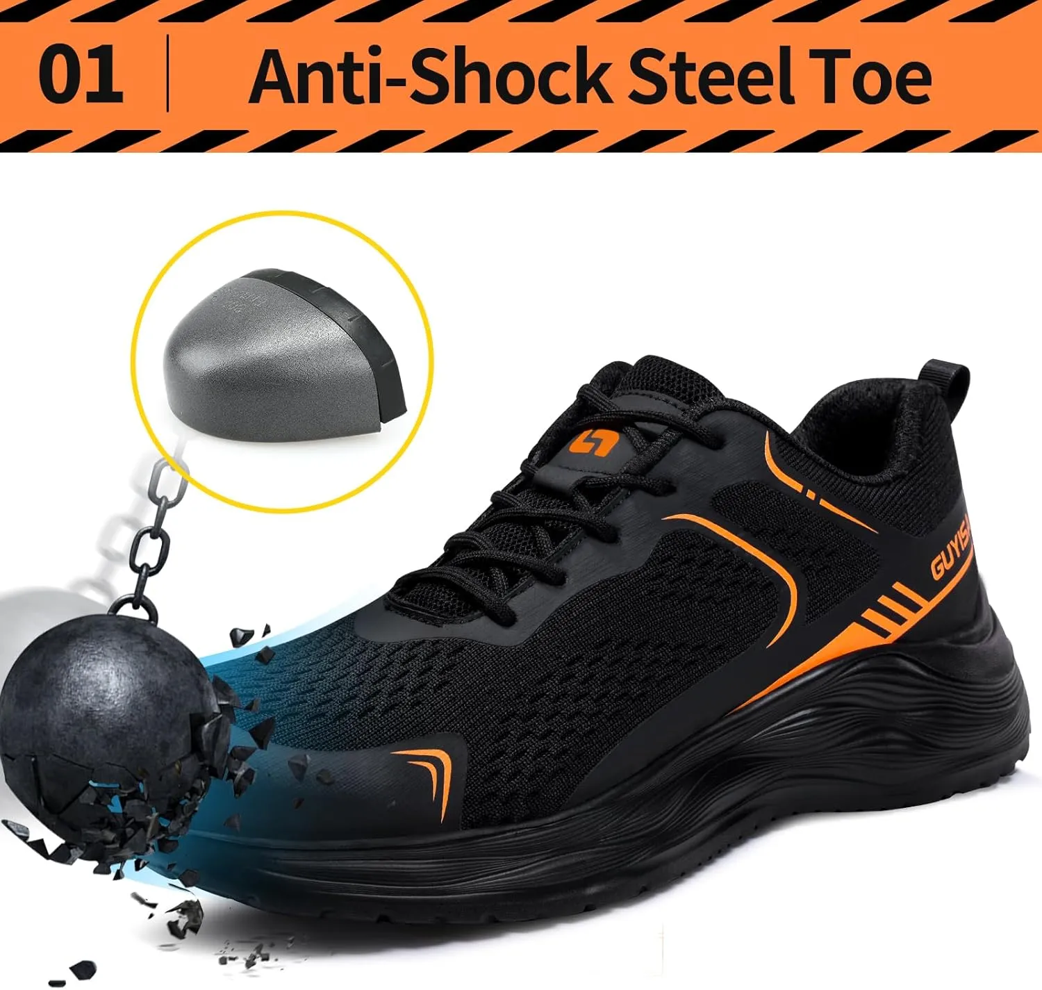 Steel Toe Shoes for Men Work Safety Shoes Industrial Construction Shoes Mid Cut Industrial Boot Work Sneakers Comfortable Lightweight Safety Shoes for Work