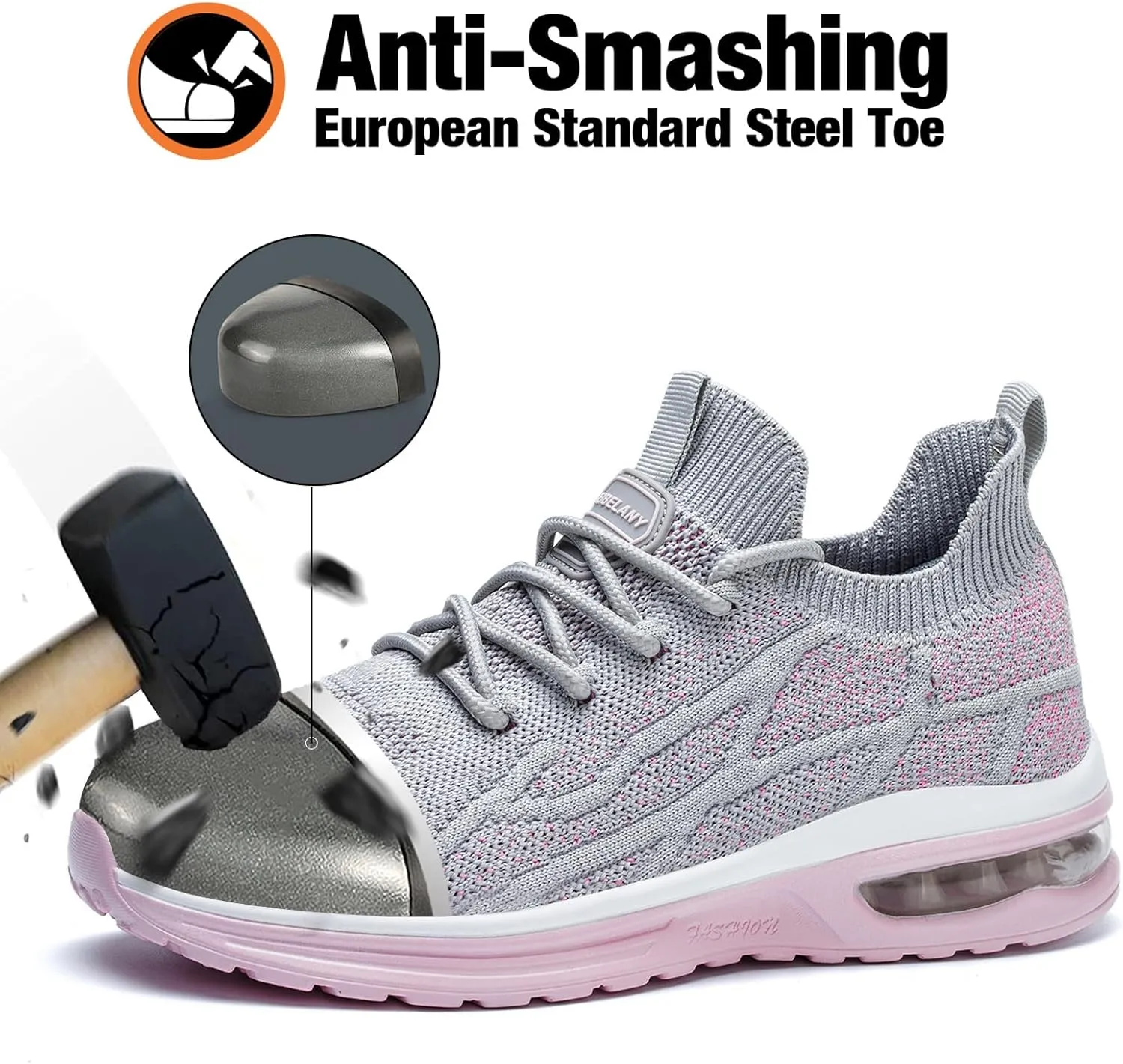 Steel Toe Shoes for Women Breathable Work Safety Sneakers Lightweight Comfortable Tennis Shoe Composite Toe Indestructible Shoes