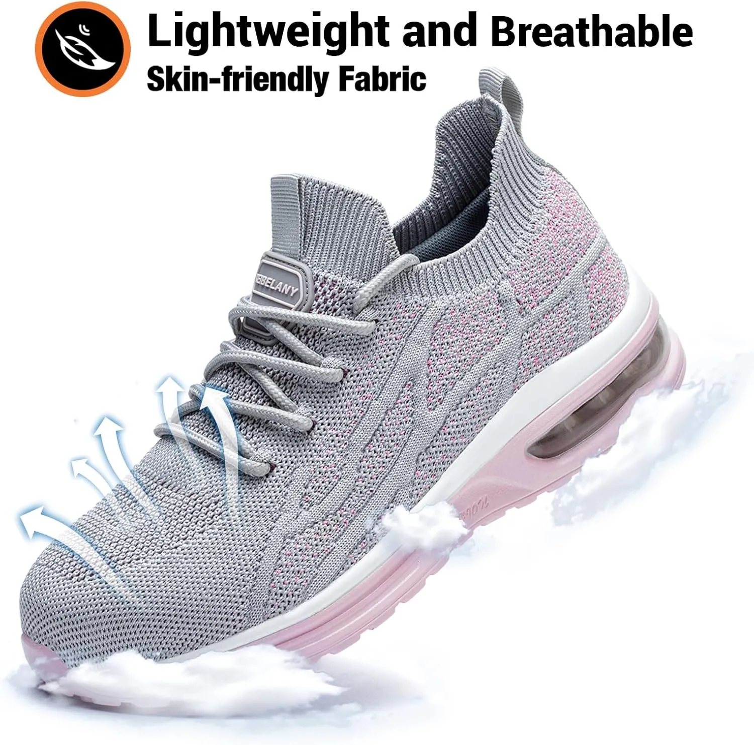 Steel Toe Shoes for Women Breathable Work Safety Sneakers Lightweight Comfortable Tennis Shoe Composite Toe Indestructible Shoes