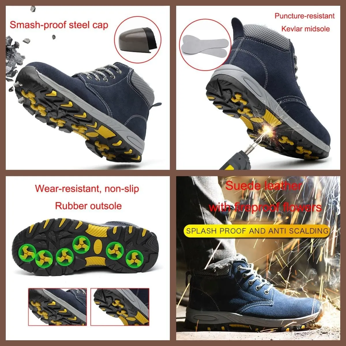 Steel Toe Shoes for Women Lightweight Work Safety Shoes Fashion Breathable Industrial Construction Steel Toe Sneakers