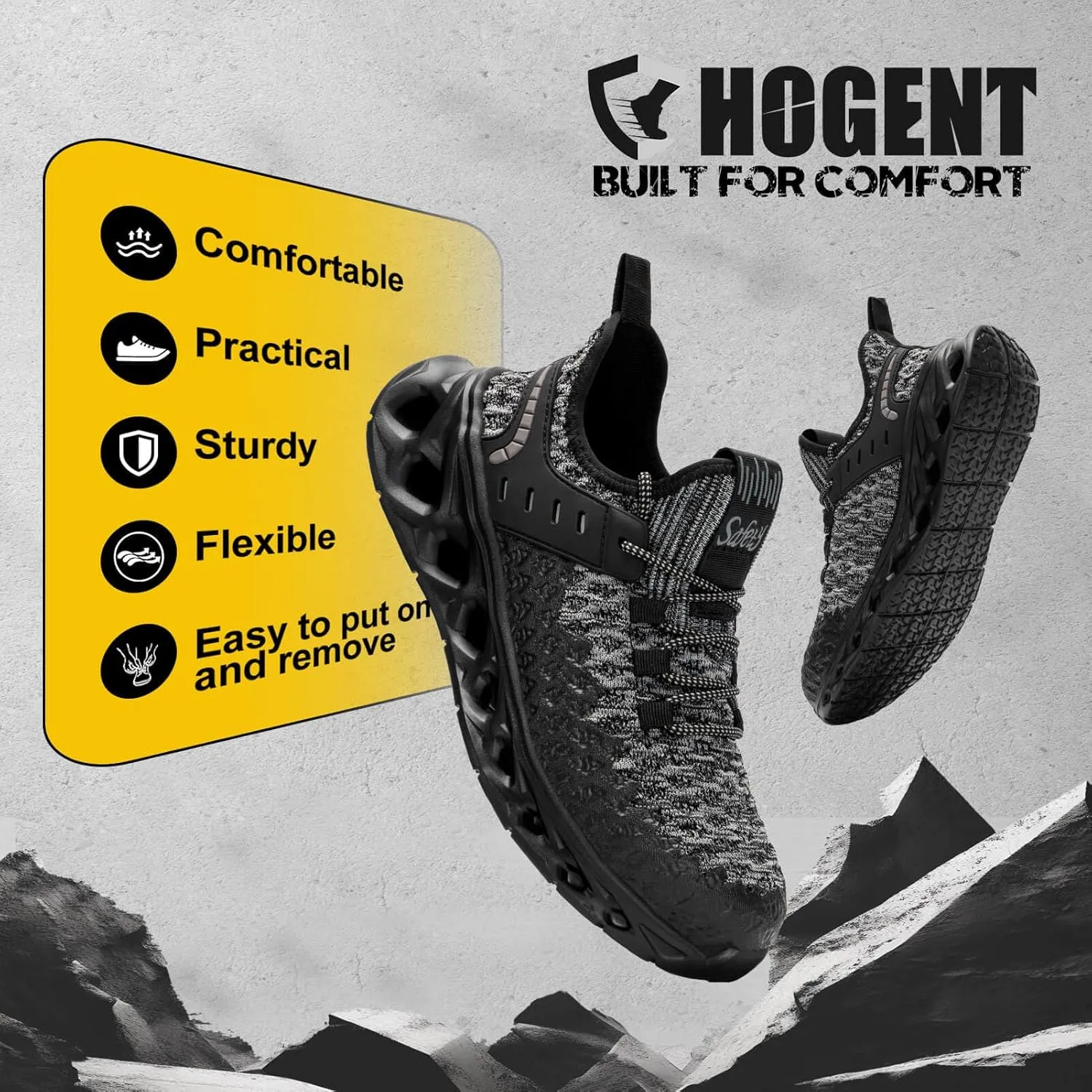 Steel Toe Shoes for Women Men Wide Non Slip Composite Work Sneakers Indestructible Comfortable Safety Tennis Shoes Lightweight Breathable Construction Sneakers Puncture Proof Ergonomic Design