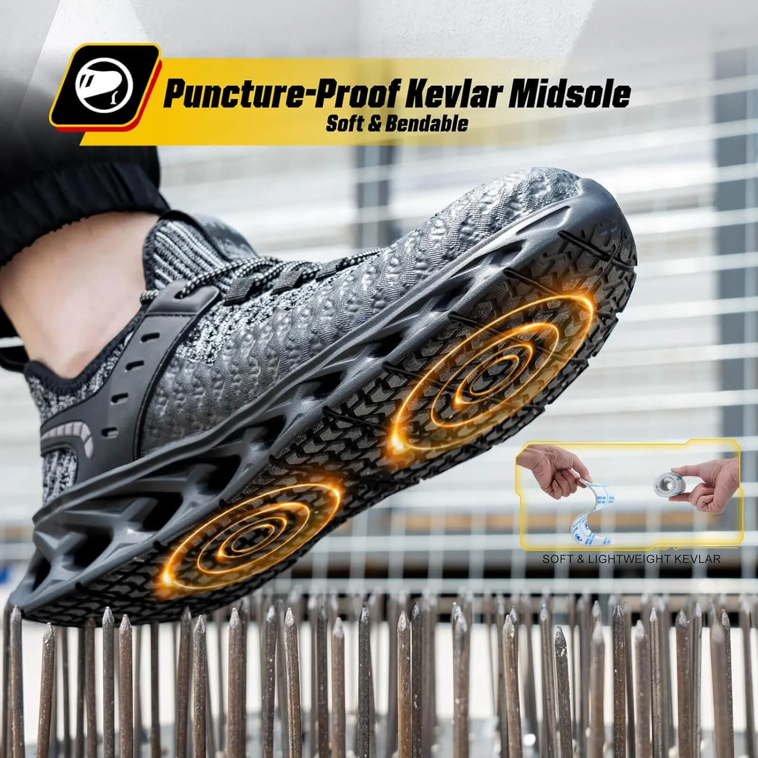 Steel Toe Shoes for Women Men Wide Non Slip Composite Work Sneakers Indestructible Comfortable Safety Tennis Shoes Lightweight Breathable Construction Sneakers Puncture Proof Ergonomic Design