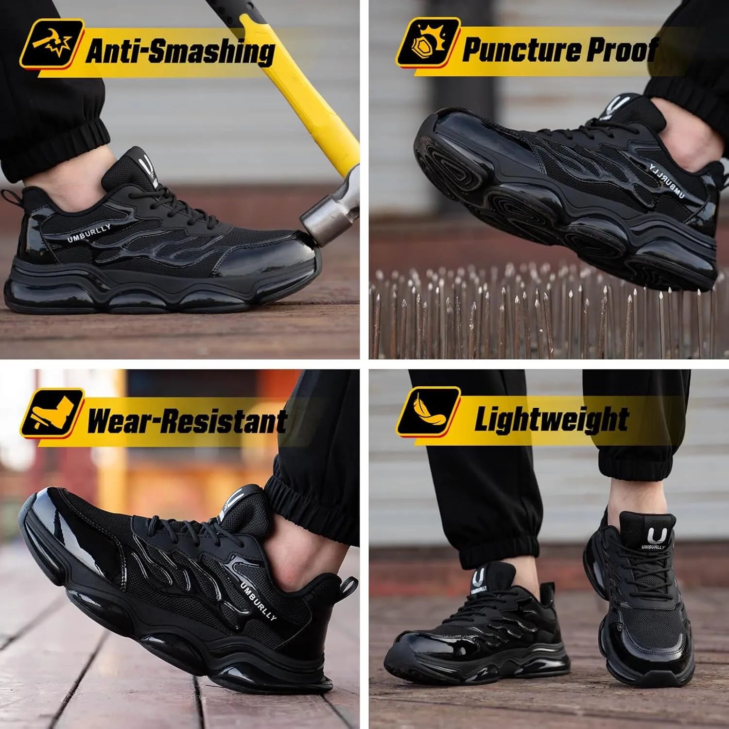 Steel Toe Shoes for Women Men Wide Non Slip Composite Work Sneakers Indestructible Comfortable Safety Tennis Shoes Lightweight Breathable Construction Sneakers Puncture Proof Ergonomic Design