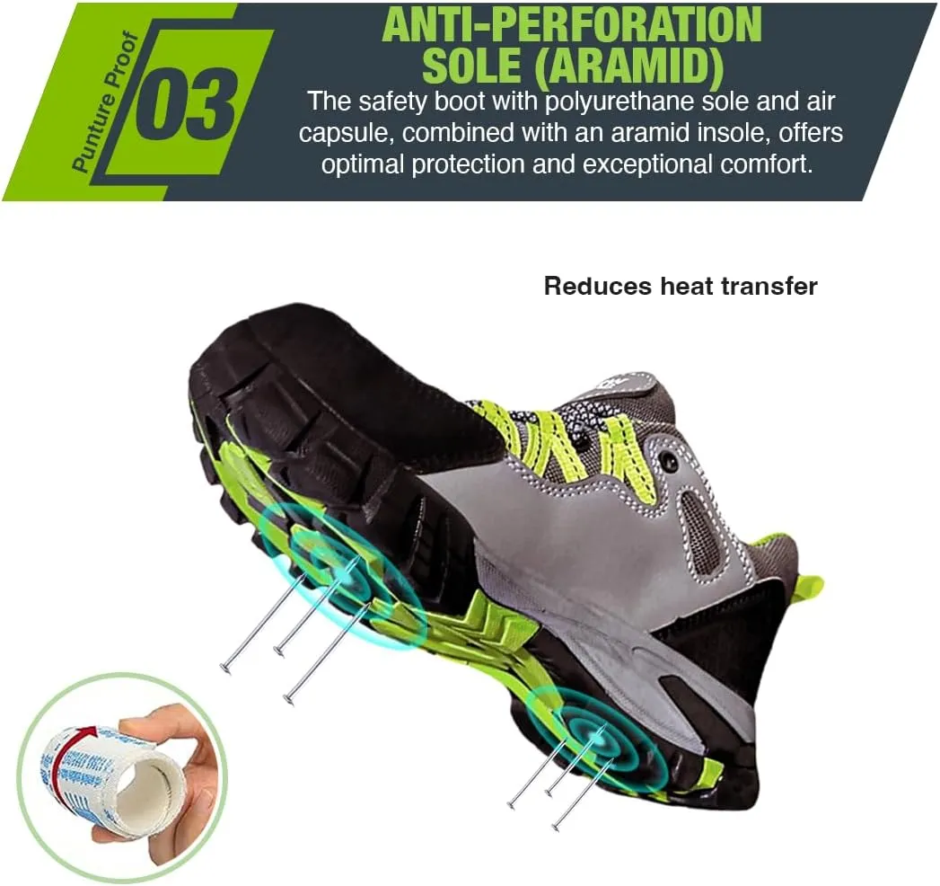 Steel Toe Sneakers for Men Lightweight, Non-Slip, Indestructible, Comfortable, and Puncture-Proof Work Shoes