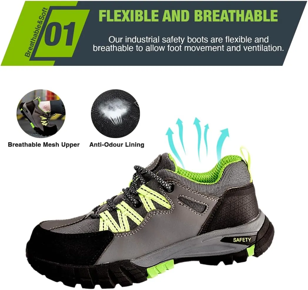 Steel Toe Sneakers for Men Lightweight, Non-Slip, Indestructible, Comfortable, and Puncture-Proof Work Shoes