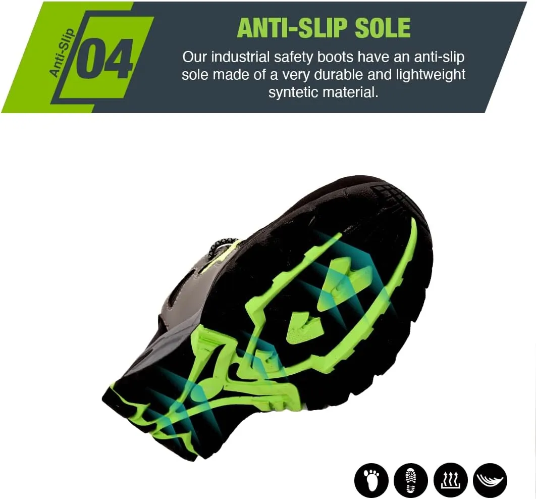 Steel Toe Sneakers for Men Lightweight, Non-Slip, Indestructible, Comfortable, and Puncture-Proof Work Shoes