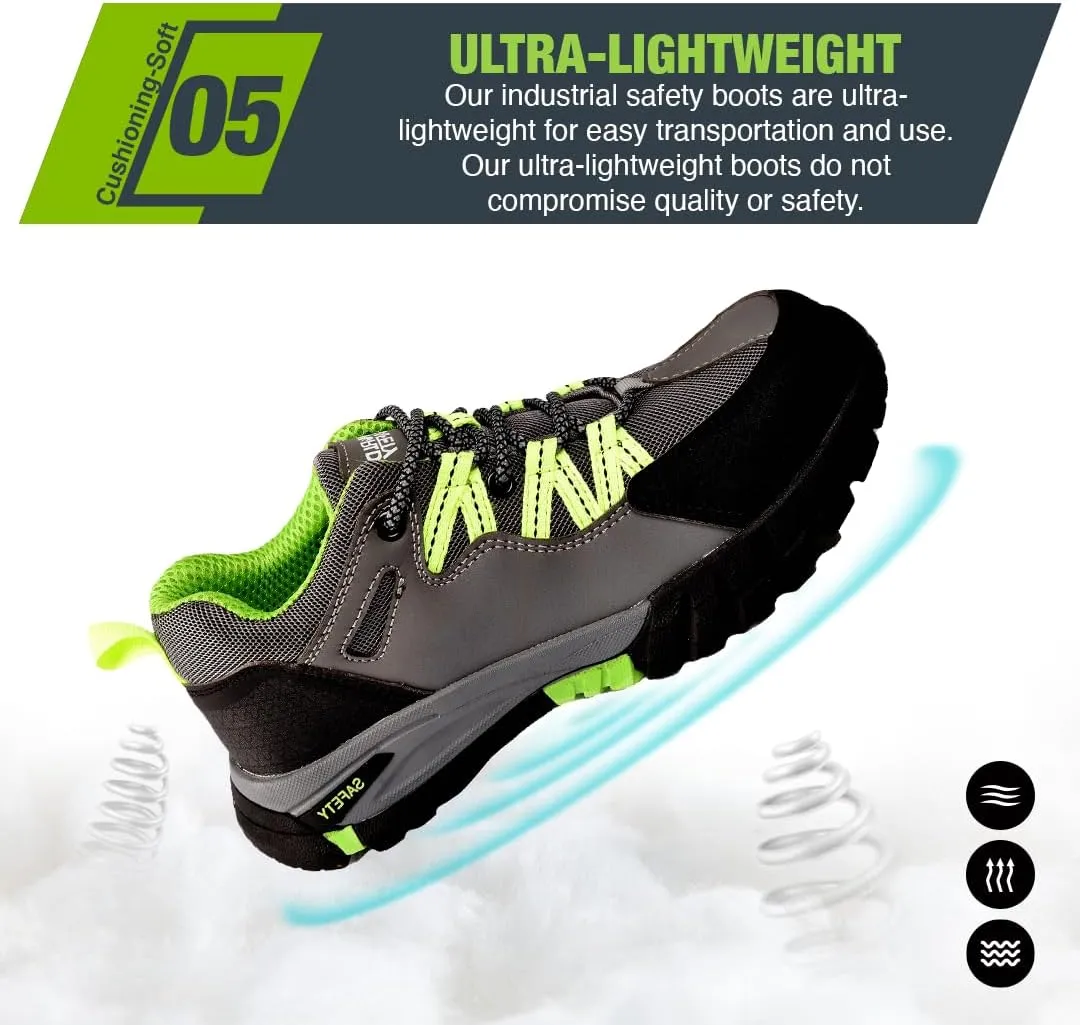 Steel Toe Sneakers for Men Lightweight, Non-Slip, Indestructible, Comfortable, and Puncture-Proof Work Shoes