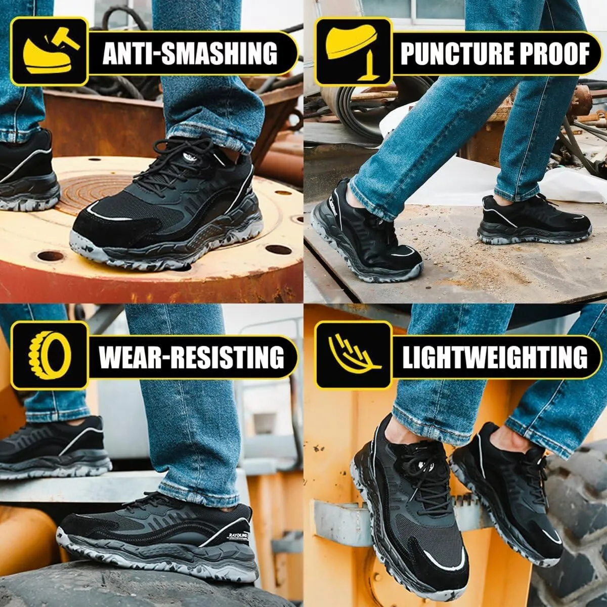 Steel Toe Sneakers for Men Women Lightweight Safety Work Shoes Comfortable Sneakers Slip-Resistant Composite Toe Shoes for Construction