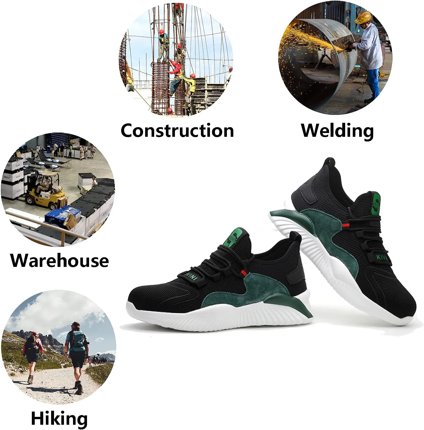 Steel Toe Work Shoes for Men Women Lightweight Industrial & Construction Slip Resistant Puncture Proof Safety