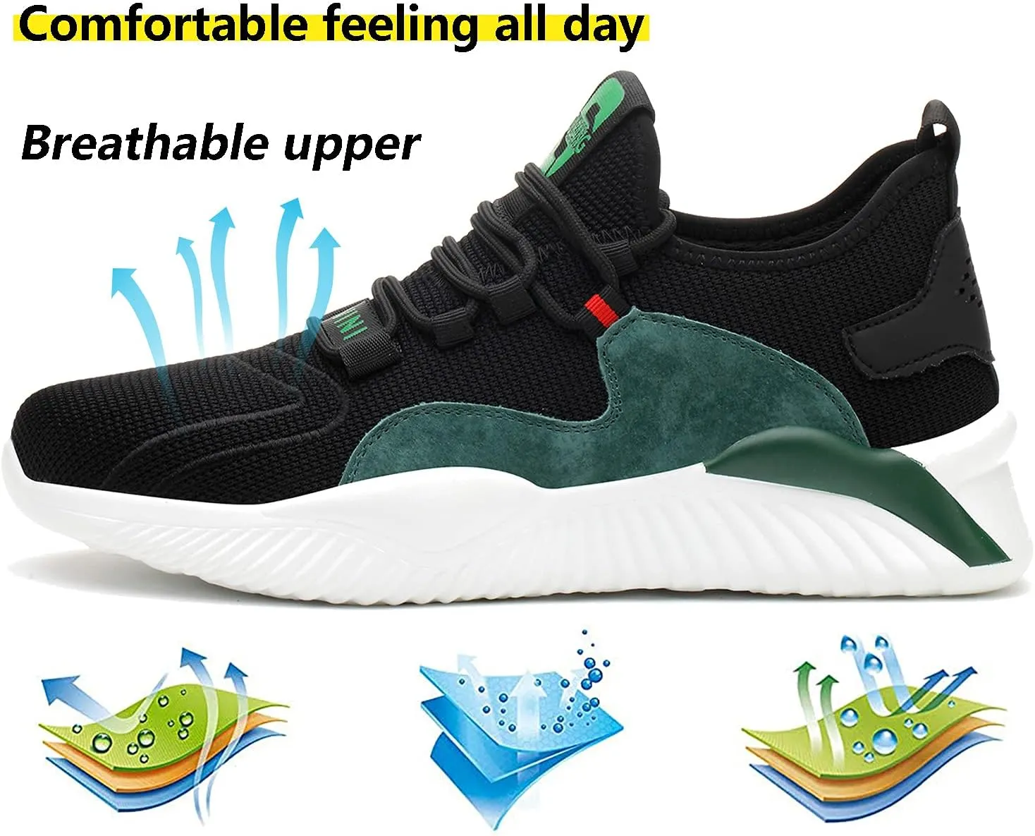 Steel Toe Work Shoes for Men Women Lightweight Industrial & Construction Slip Resistant Puncture Proof Safety