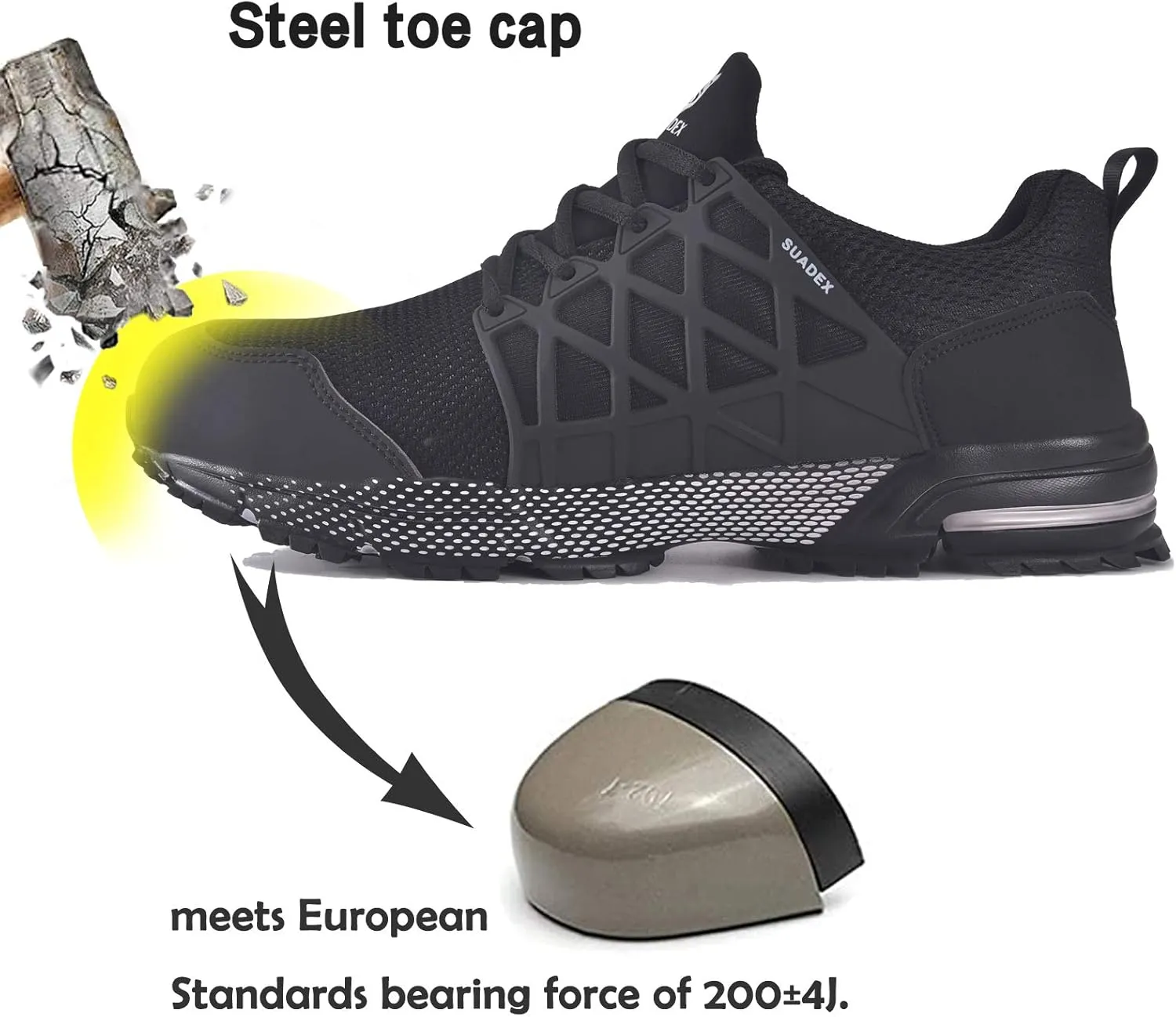 SUADEX Indestructible Steel Toe Shoes Men Women Safety Work Sneakers Comfortable Lightweight