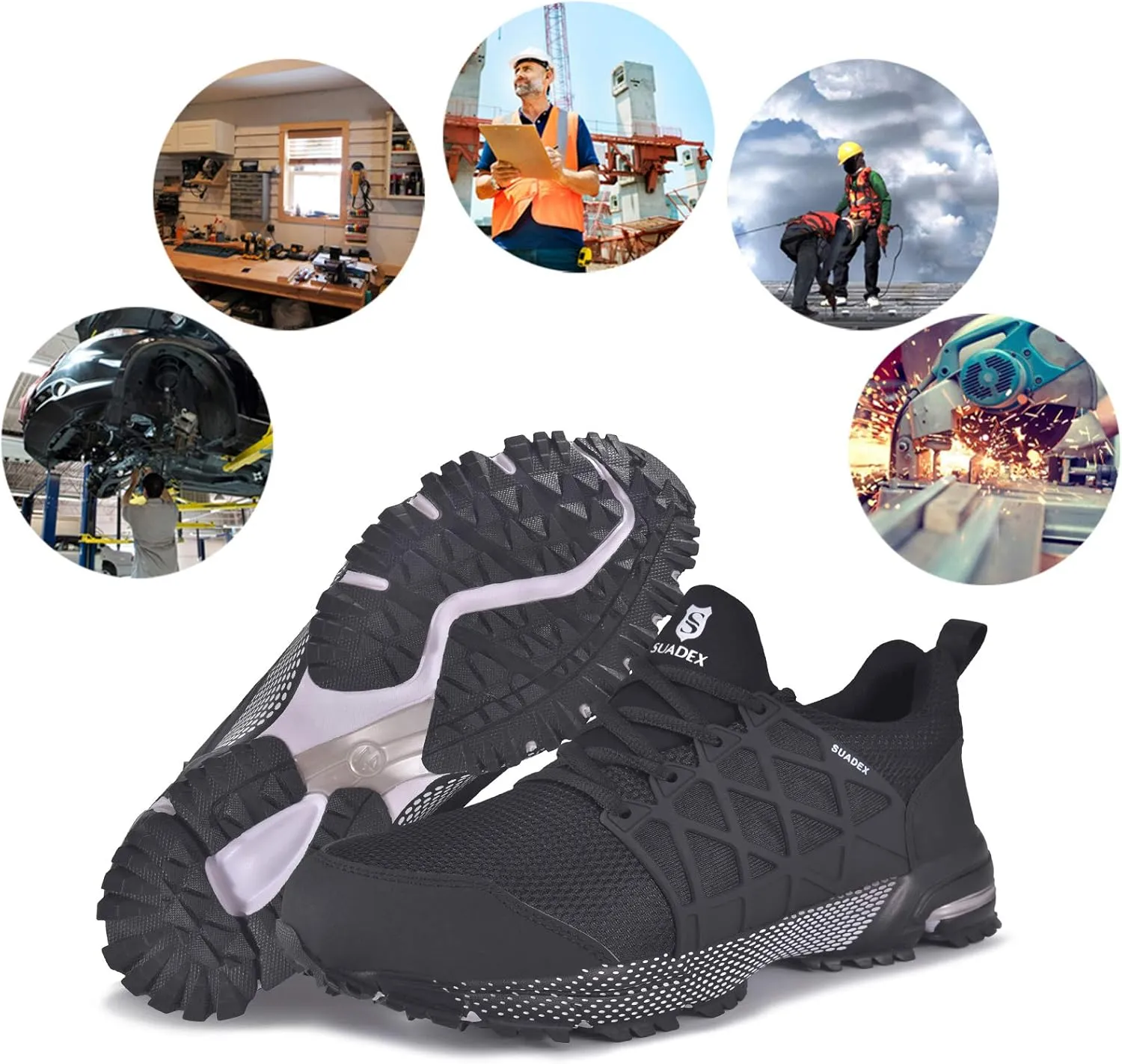 SUADEX Indestructible Steel Toe Shoes Men Women Safety Work Sneakers Comfortable Lightweight
