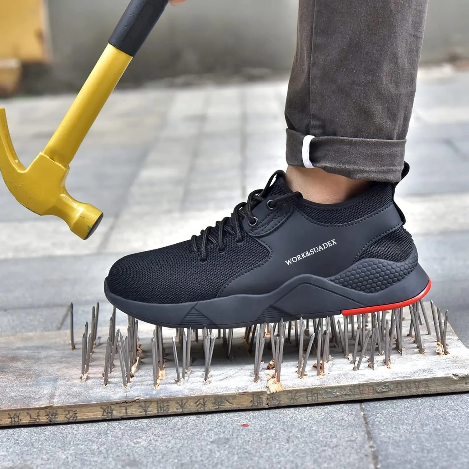 SUADEX Steel Toe Shoes for Men Women Indestructible Steel Toe Sneakers Lightweight Work Safety Shoes Puncture Proof Composite Toe