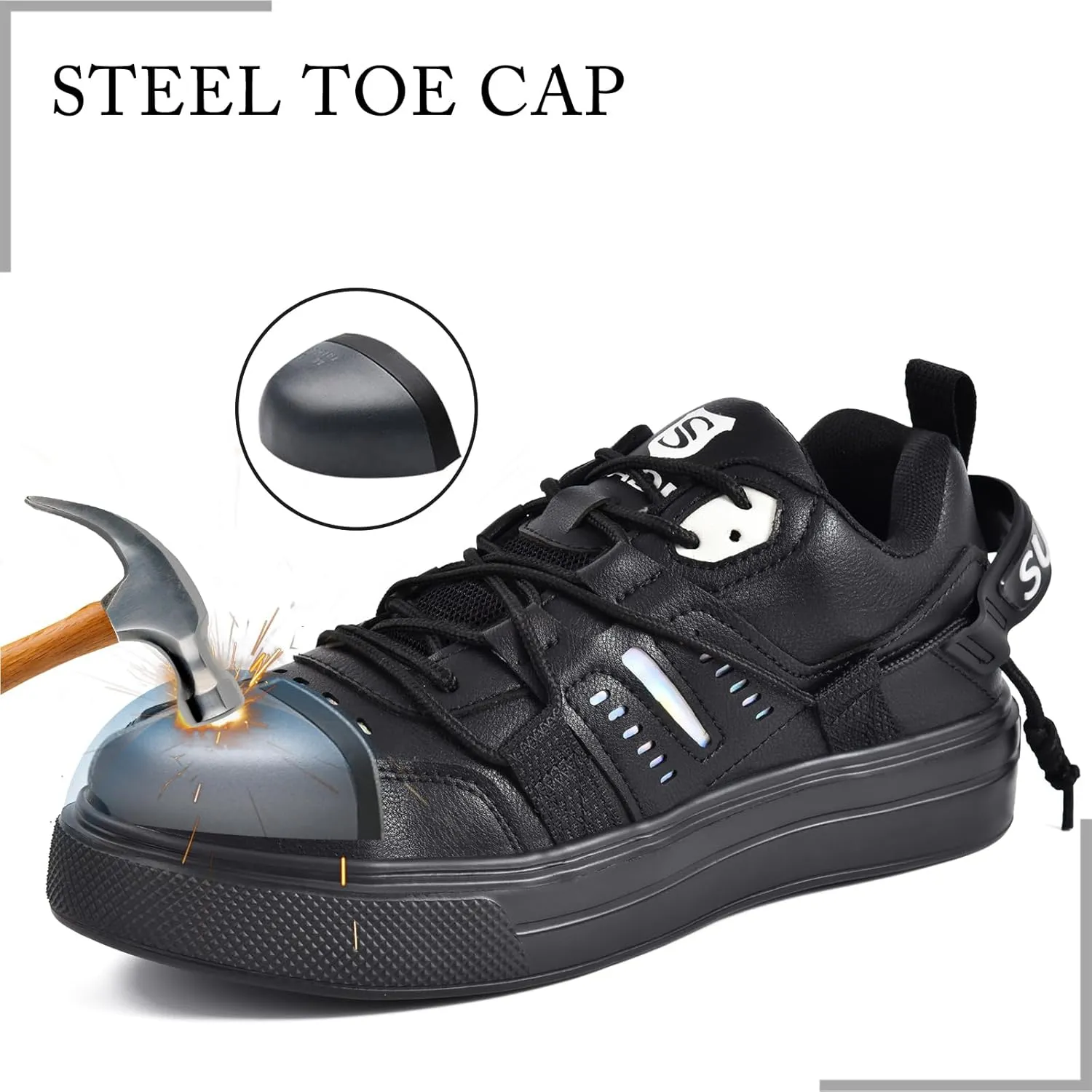 SUADEX Steel Toe Shoes for Men Women Indestructible Steel Toe Sneakers Lightweight Work Safety Shoes Puncture Proof Composite Toe