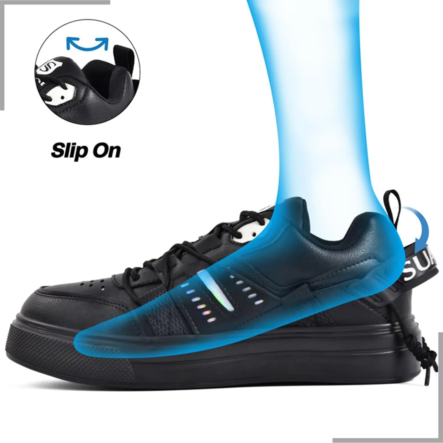 SUADEX Steel Toe Shoes for Men Women Indestructible Steel Toe Sneakers Lightweight Work Safety Shoes Puncture Proof Composite Toe