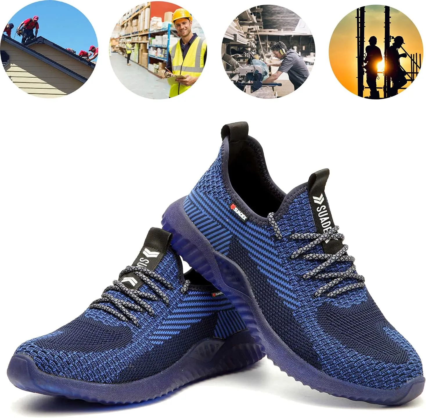 SUADEX Steel Toe Shoes for Men Women Indestructible Steel Toe Sneakers Lightweight Work Safety Shoes Puncture Proof Composite Toe