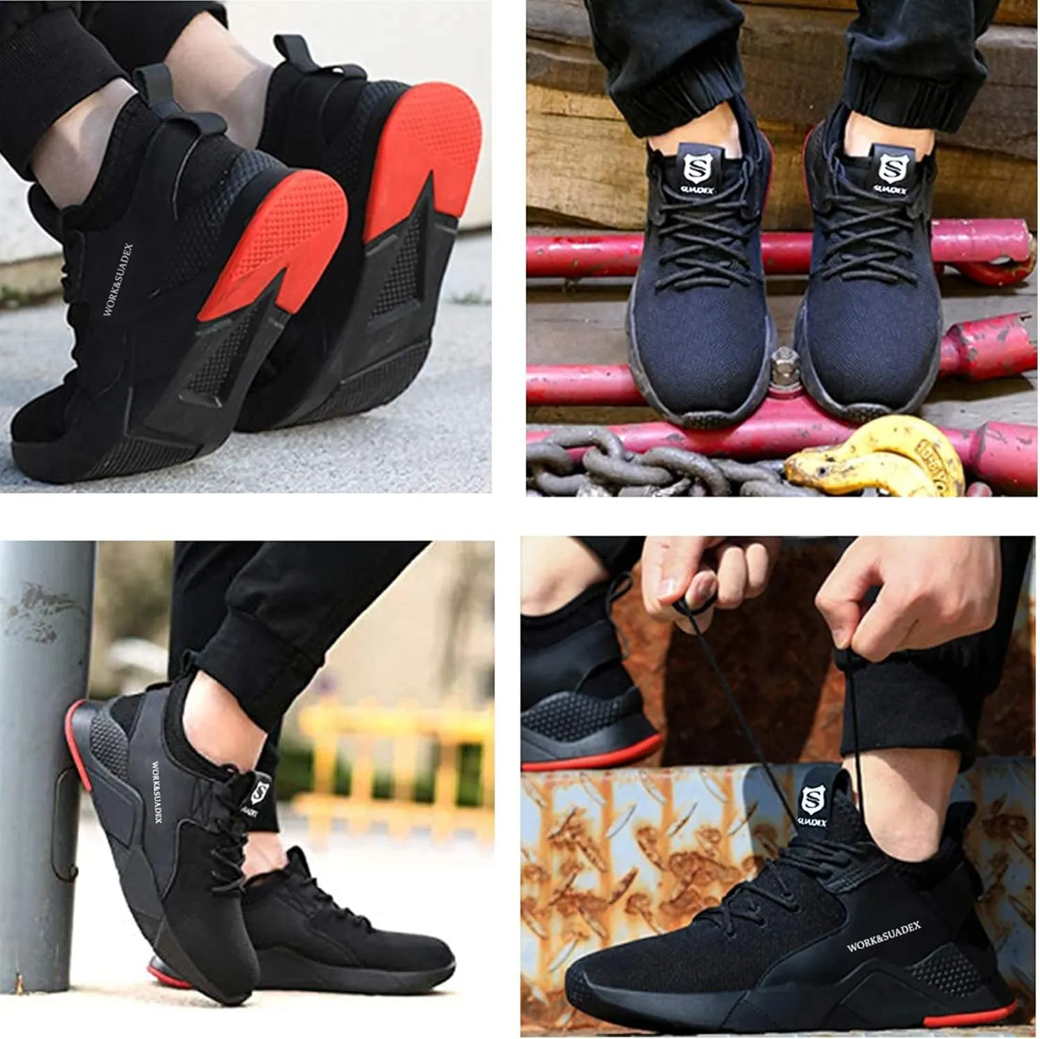 SUADEX Steel Toe Shoes for Men Women Indestructible Steel Toe Sneakers Lightweight Work Safety Shoes Puncture Proof Composite Toe